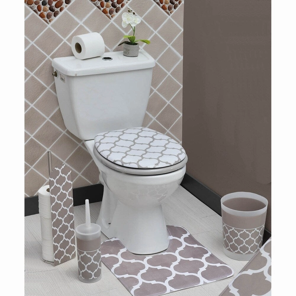 Bath Escal Toilet Bowl Brush Holder Taupe - 3.94"L x 3.94"W x 13.78"H