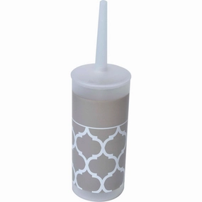 Bath Escal Toilet Bowl Brush Holder Taupe - 3.94"L x 3.94"W x 13.78"H Toilet Brush,Bathroom Cleaner
