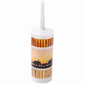 Bath Free Standing Printed Toilet Bowl Brush and Holder The Island - 3.94"L x 3.94"W x 13.78"H Toilet Brush,Bathroom Cleaner