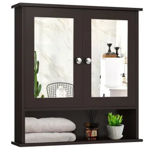 Bathroom Wall Cabinet with 2 Mirror Doors and Adjustable Shelf bathroom organizer, toilet brush holder