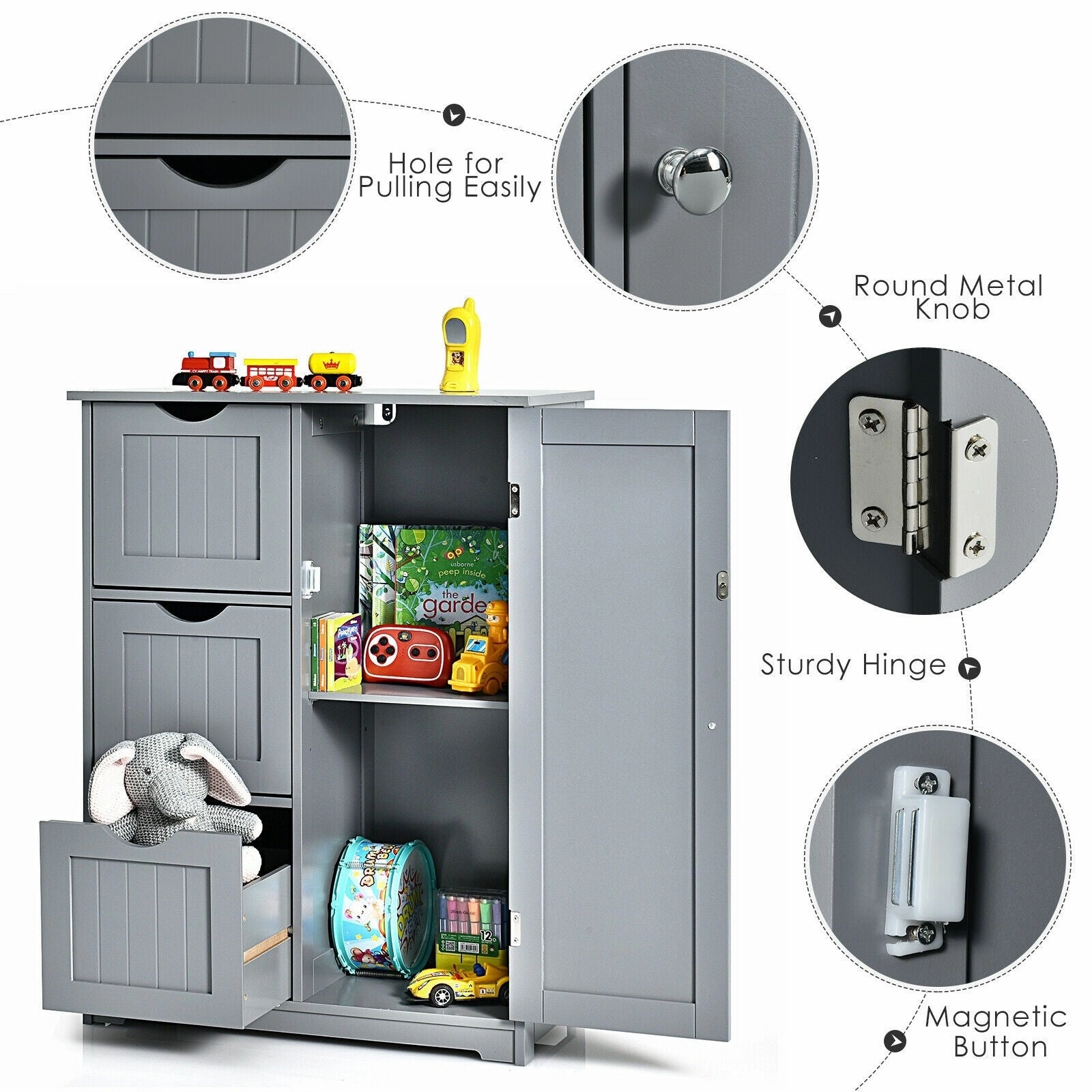 Bathroom Floor Cabinet, Wooden Storage Cabinet