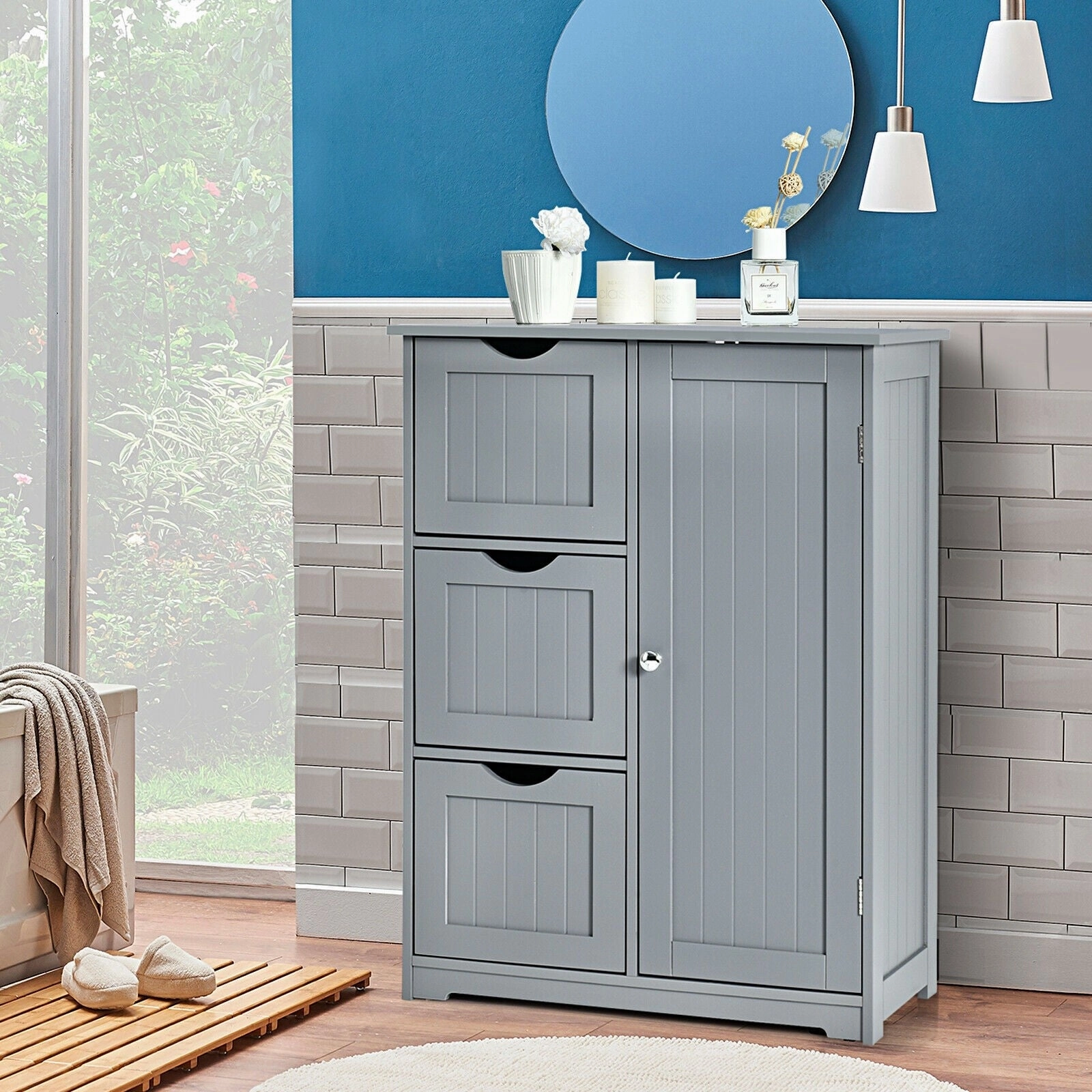 Bathroom Floor Cabinet, Wooden Storage Cabinet