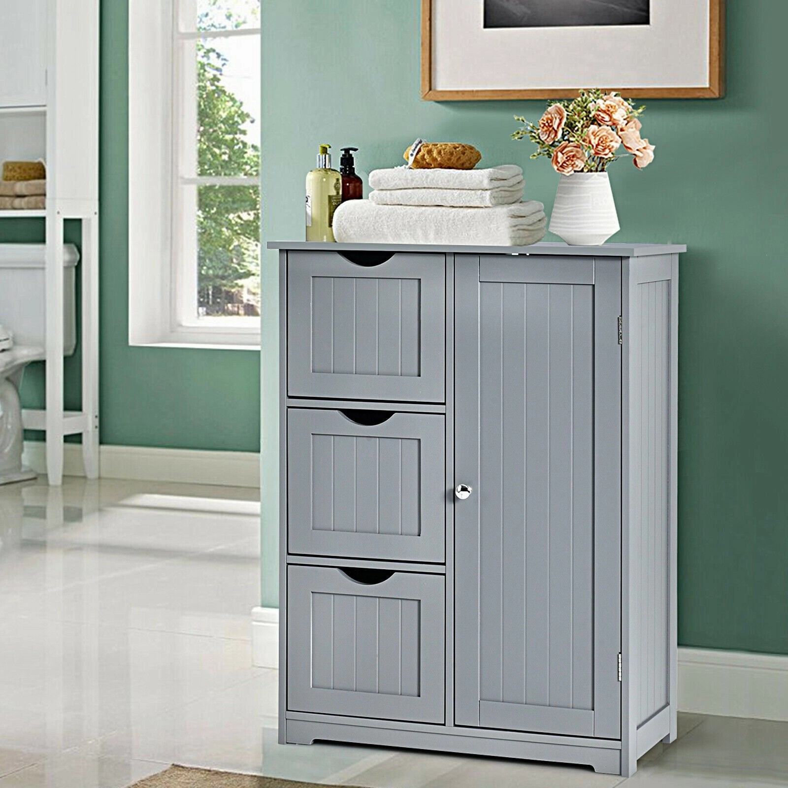 Bathroom Floor Cabinet, Wooden Storage Cabinet