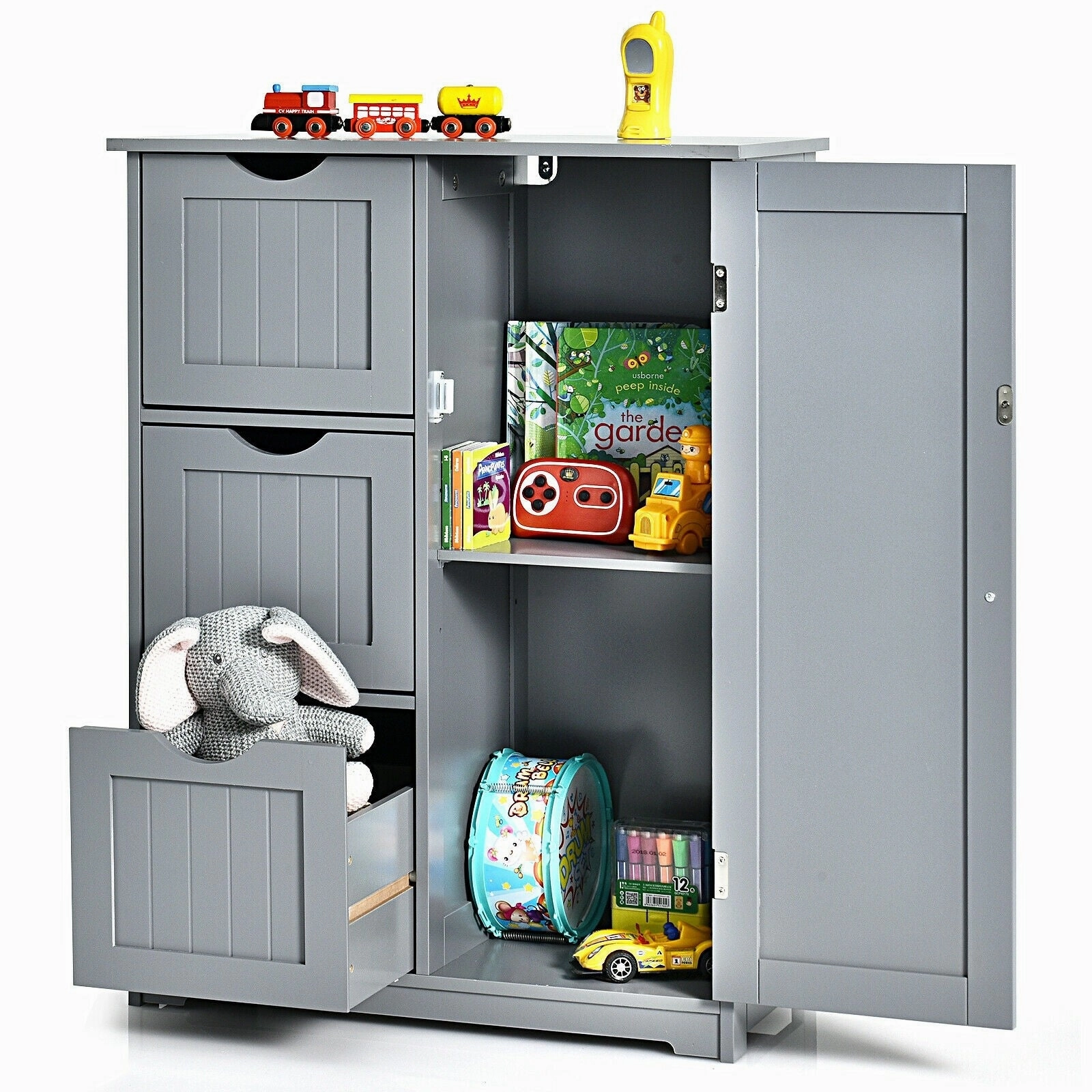 Bathroom Floor Cabinet, Wooden Storage Cabinet