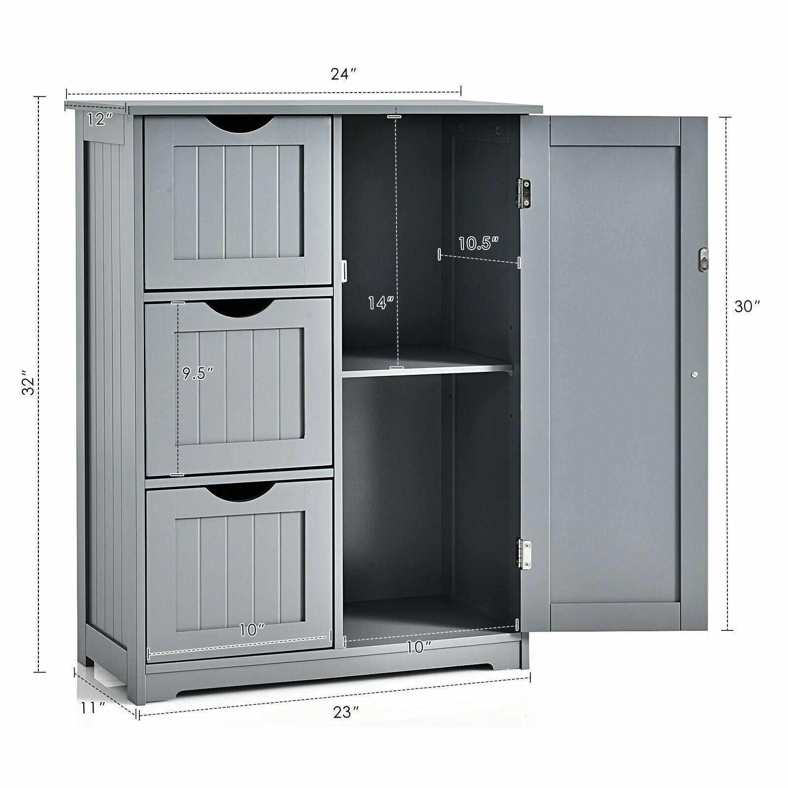 Bathroom Floor Cabinet, Wooden Storage Cabinet