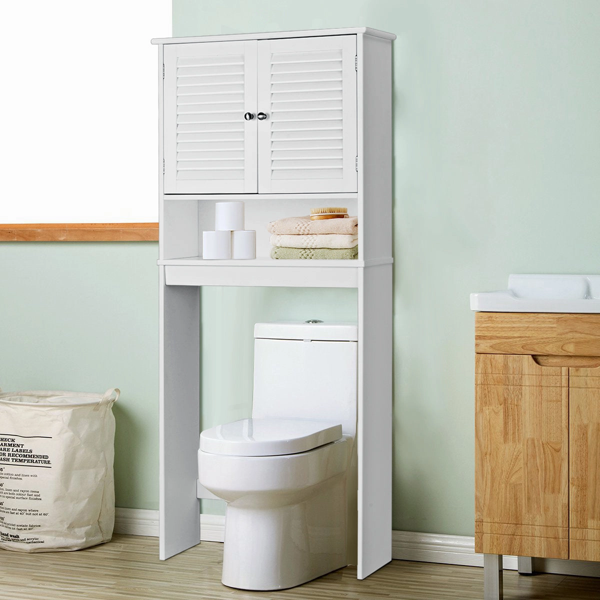 Bathroom Over-The-Toilet Space Saver Storage with Adjustable Shelf
