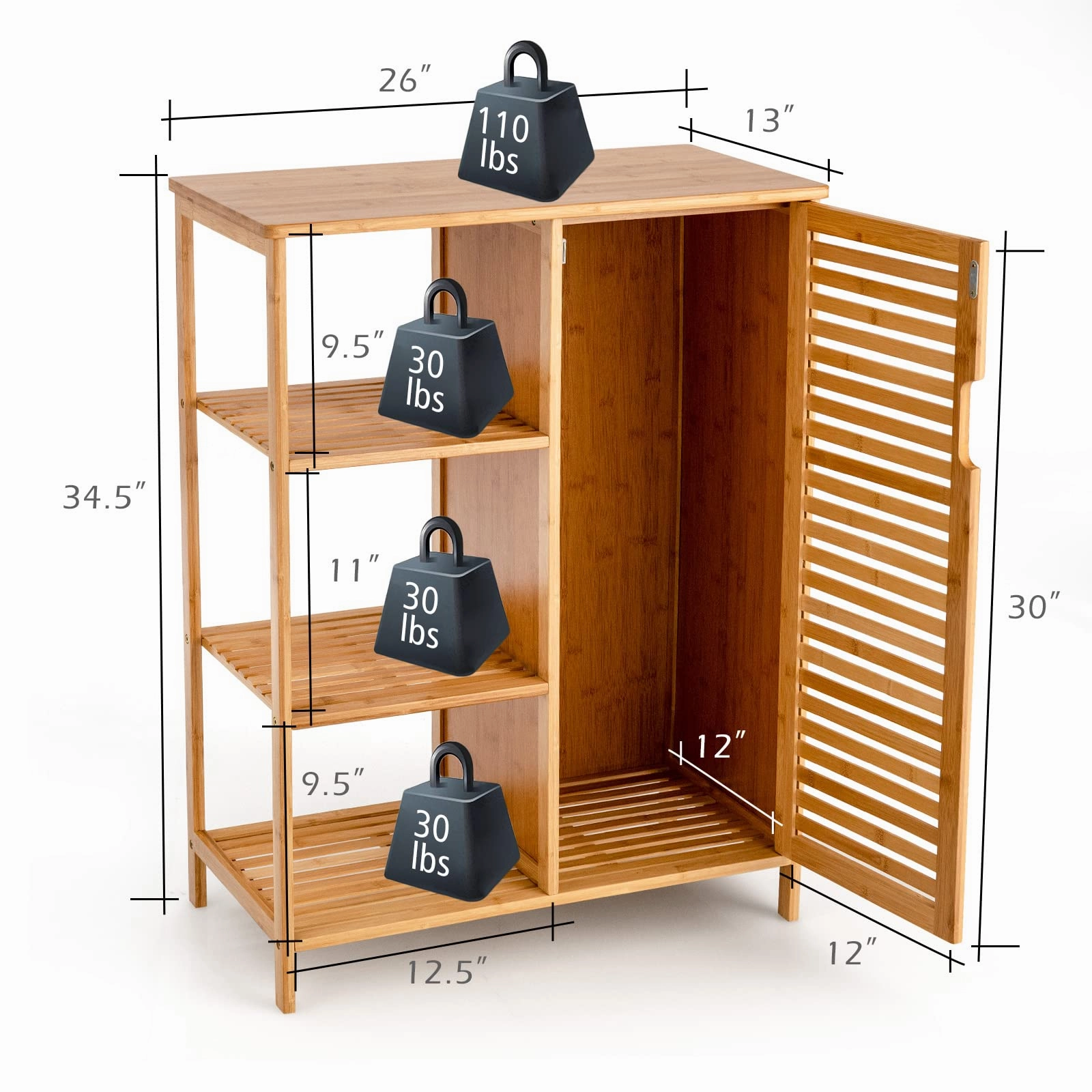 Bathroom Storage Cabinet Bamboo Floor Cabinet Free Standing Organizer