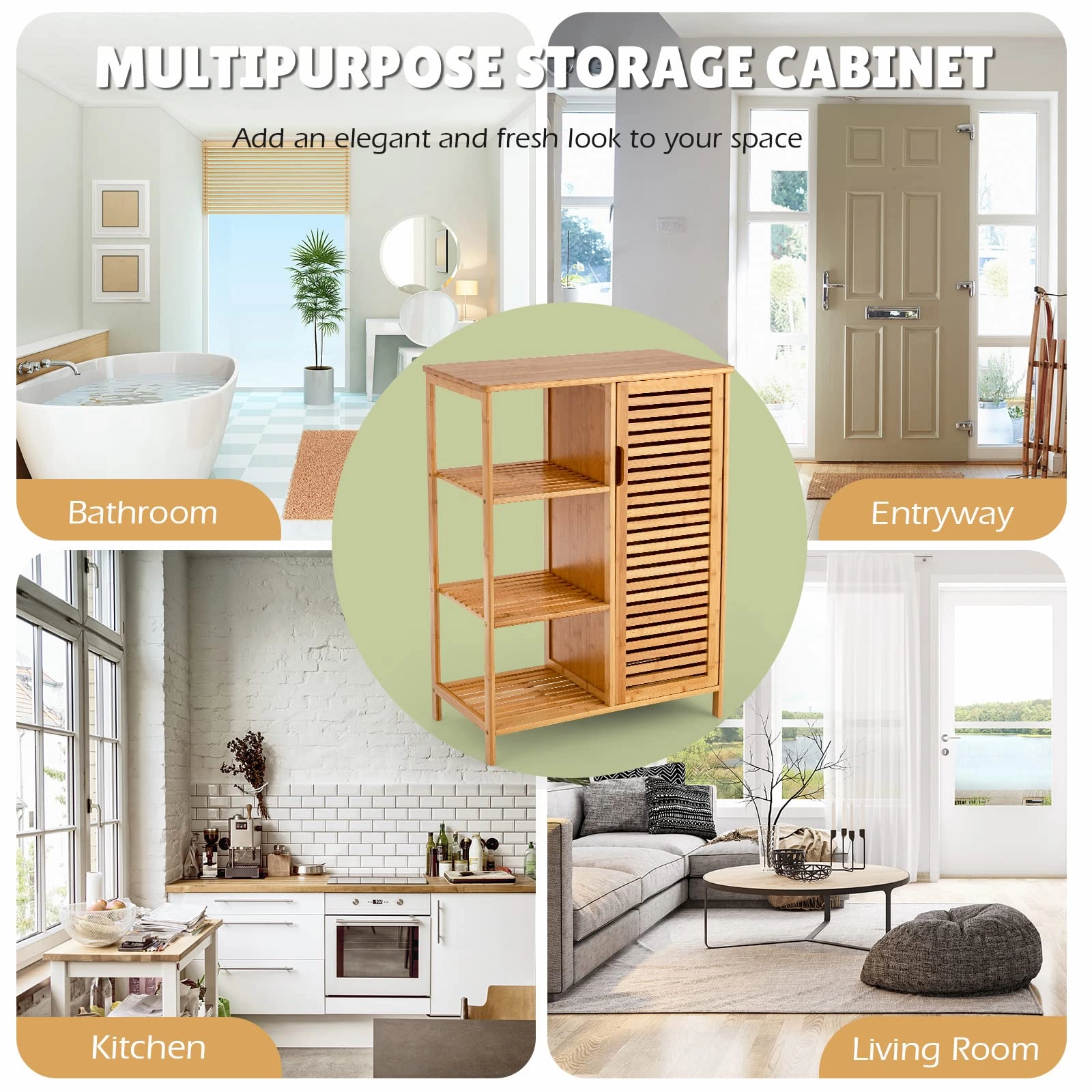 Bathroom Storage Cabinet Bamboo Floor Cabinet Free Standing Organizer