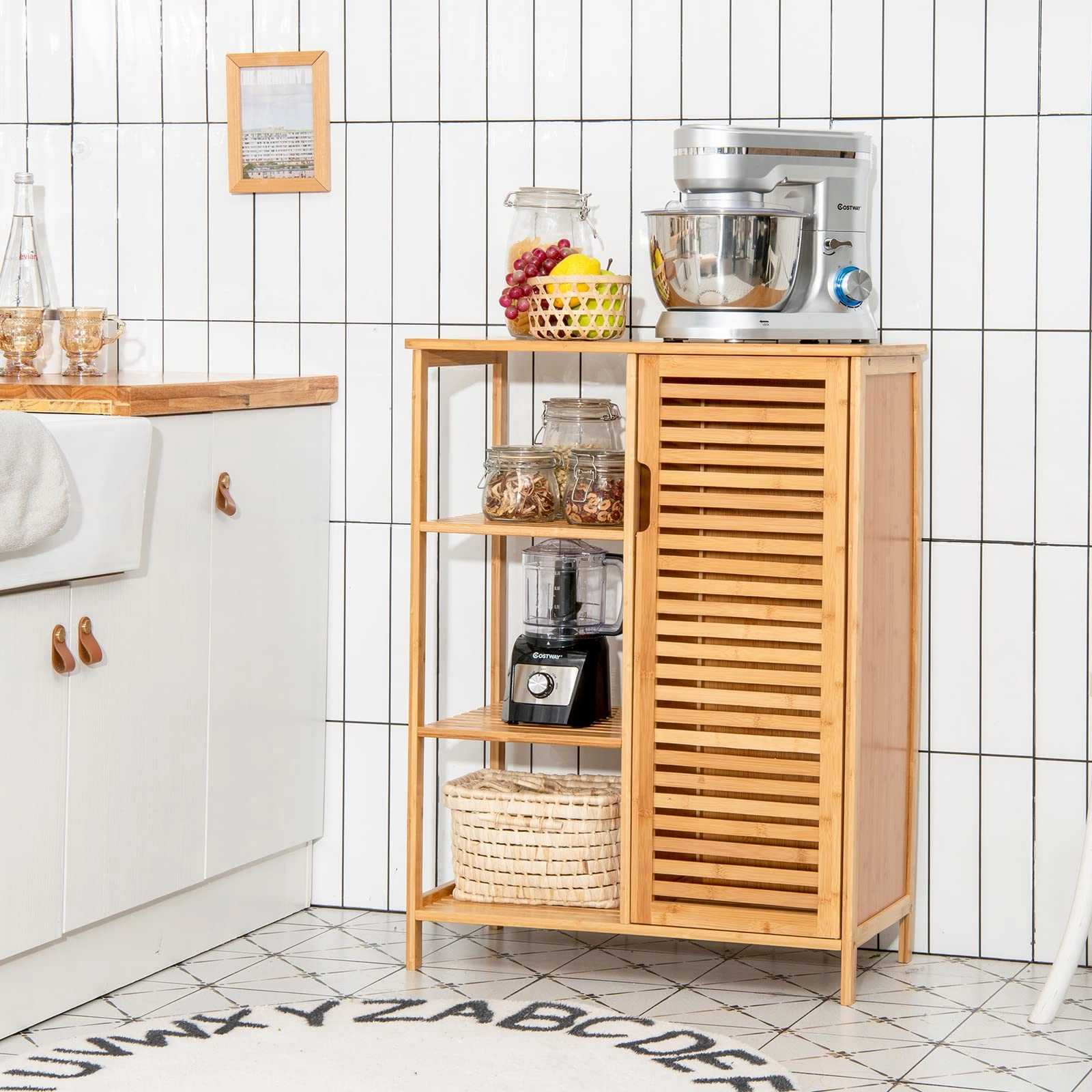 Bathroom Storage Cabinet Bamboo Floor Cabinet Free Standing Organizer