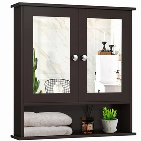 Bathroom Wall Cabinet with 2 Mirror Doors and Adjustable Shelf bathroom storage cabinet, over toilet storage