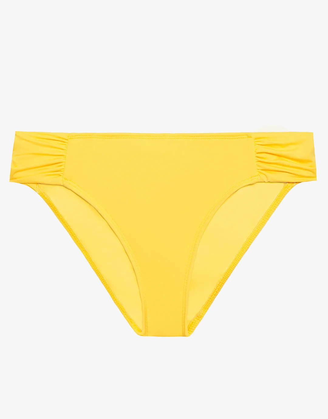 Beach Club Solids Shirred Tab Side Bikini Pant - Yellow