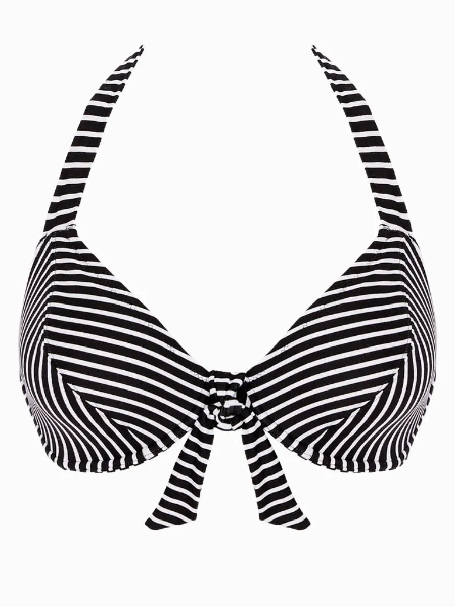 Beach Hut Bandless Halter Bikini Top - Black