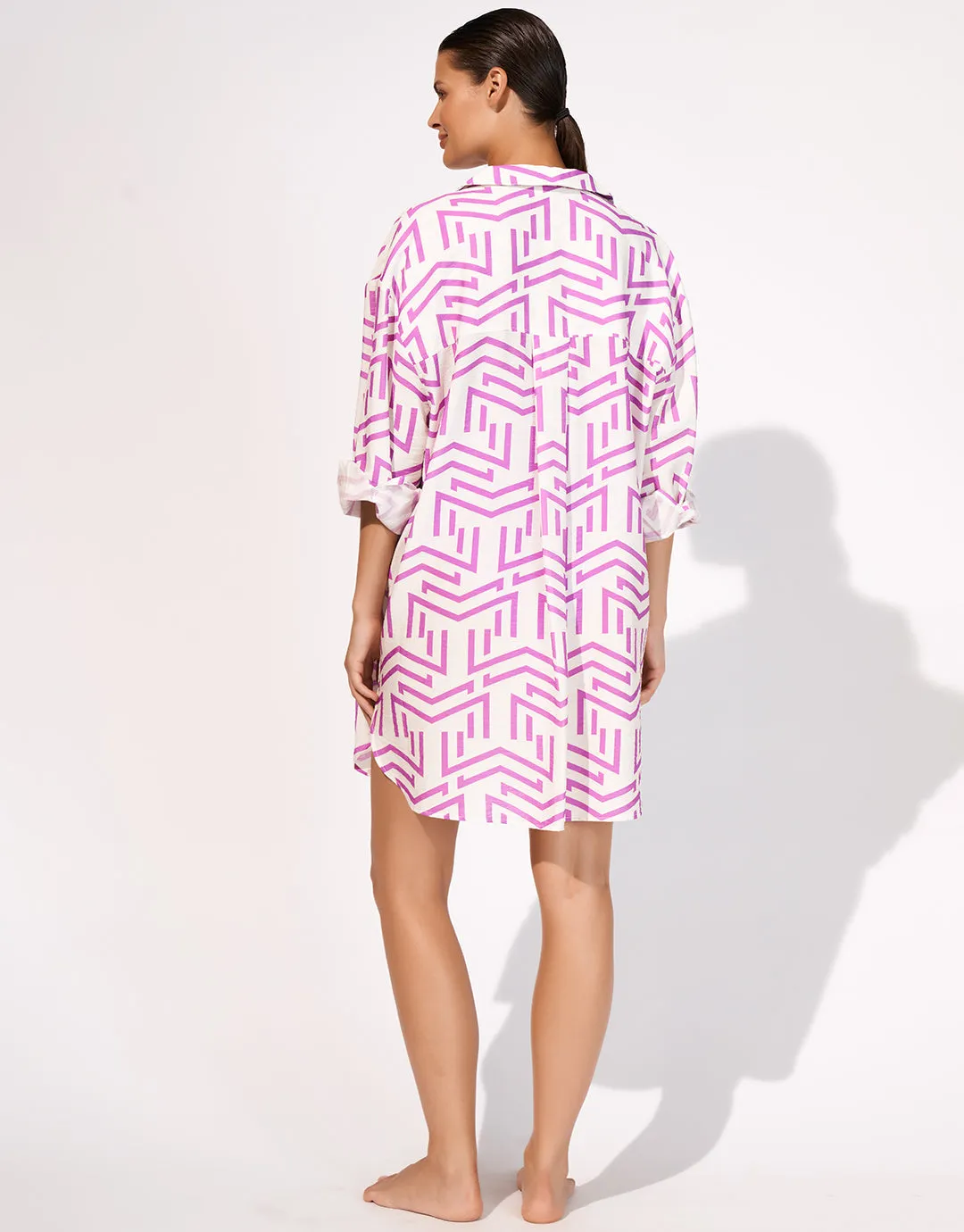 Beach Shirt - White Violet