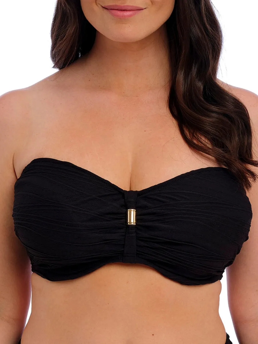 Beach Waves Bandeau Bikini Top - Black
