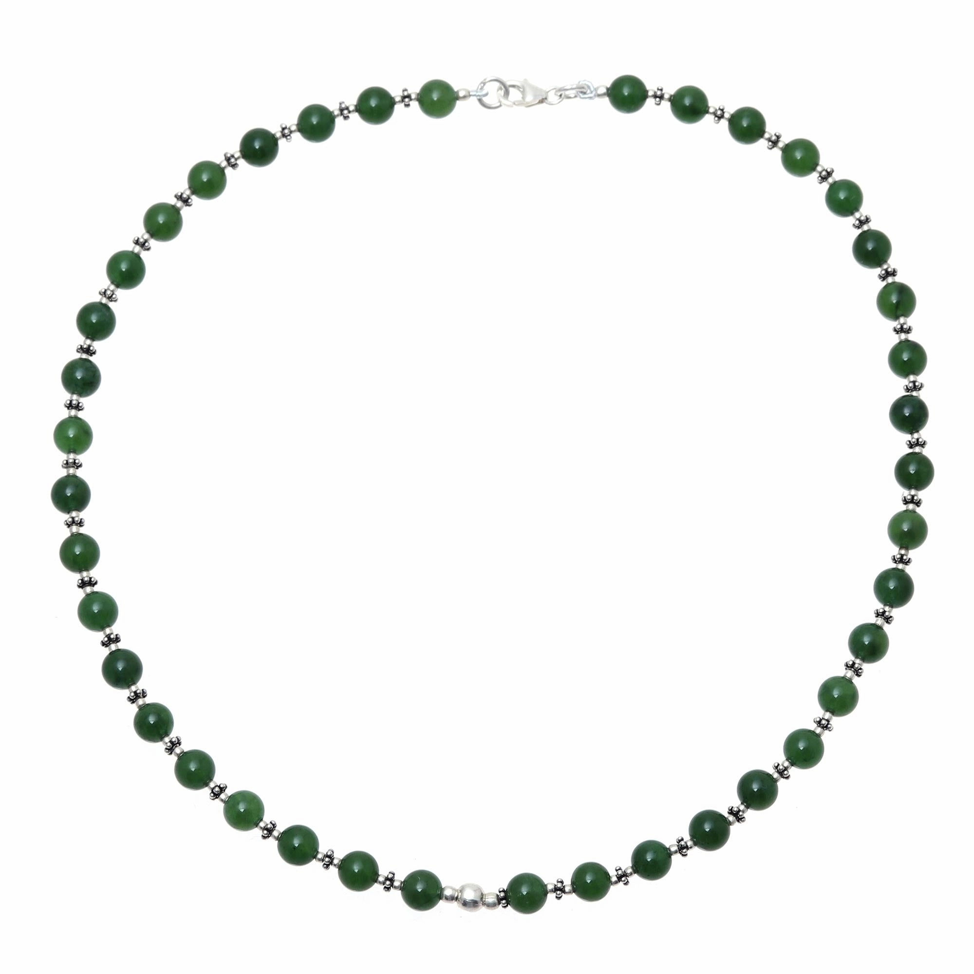 Beaded Beauty Green Onyx and Sterling Silver Beaded Necklace from India