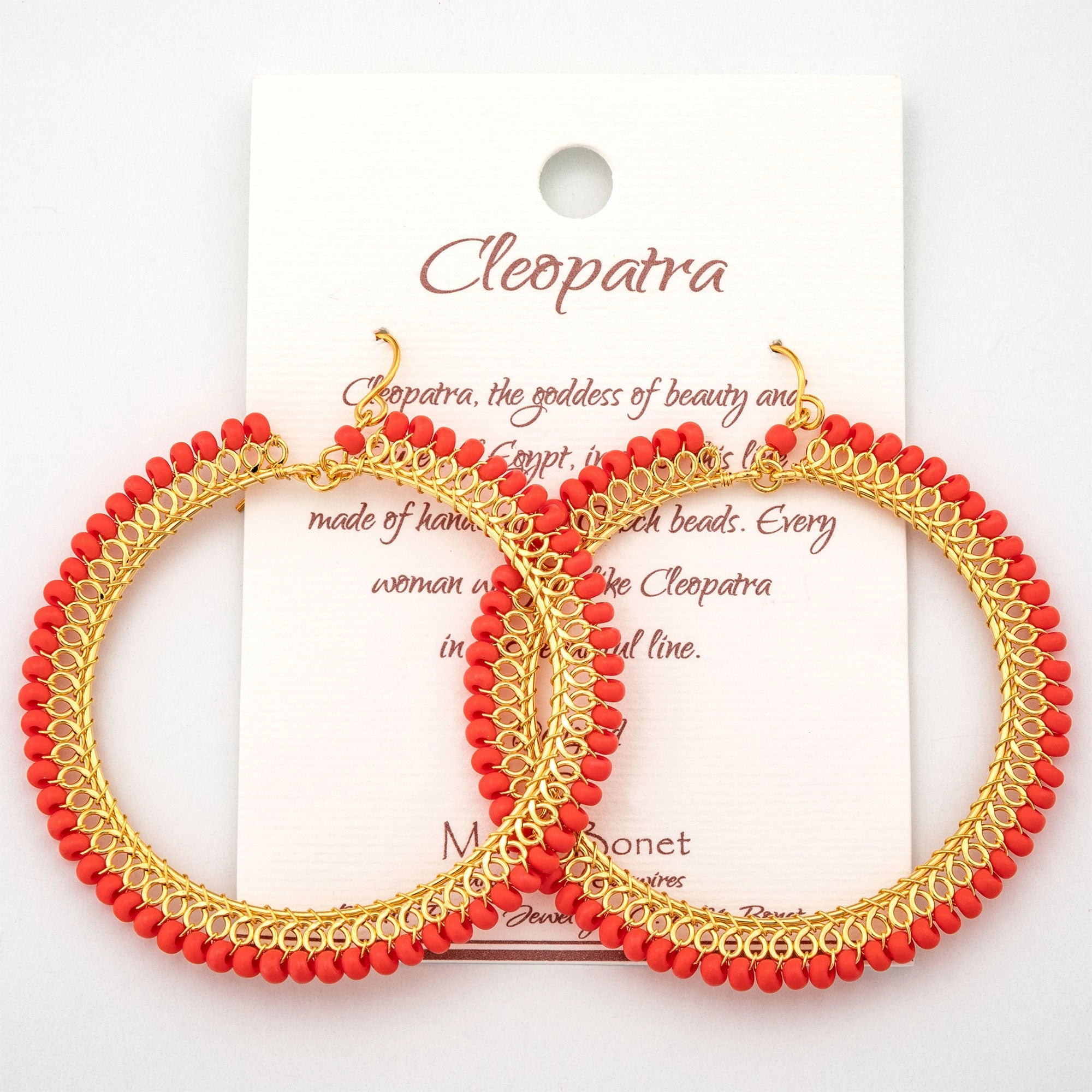 Beaded Gold-Plated Circle Earrings