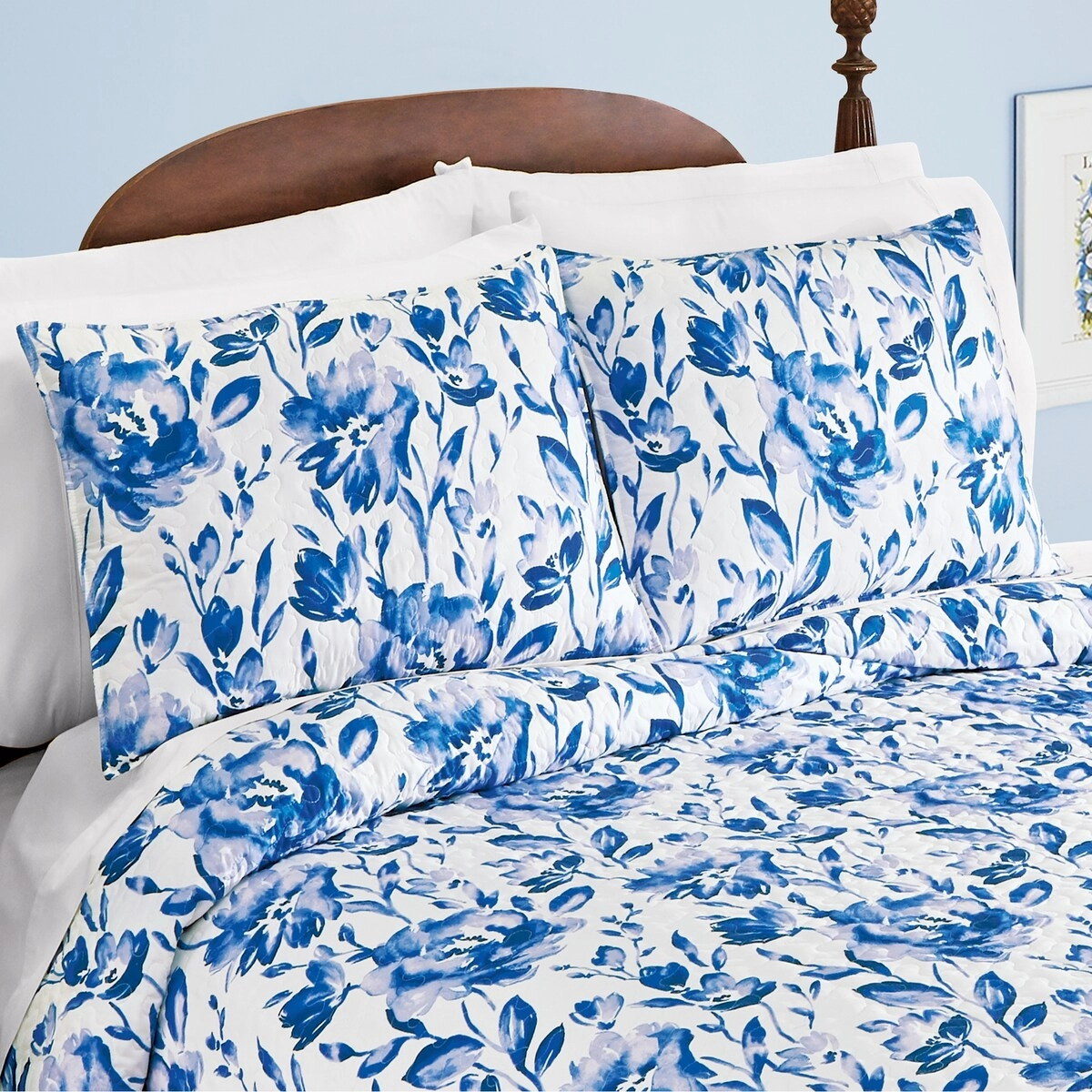 Beautiful Blue Floral Luxurious Pillow Sham