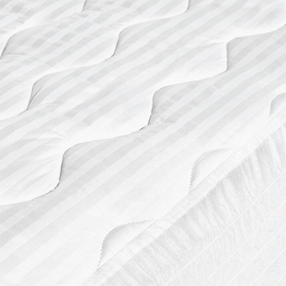 Beautyrest 500-Thread Count Pima Cotton Dobby Stripe Mattress Pad - White
