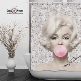 Beige Rose Marilyn Monroe Bubble Gum Shower Curtains and Optional Bath Mats Lighting,Lamps Fixtures