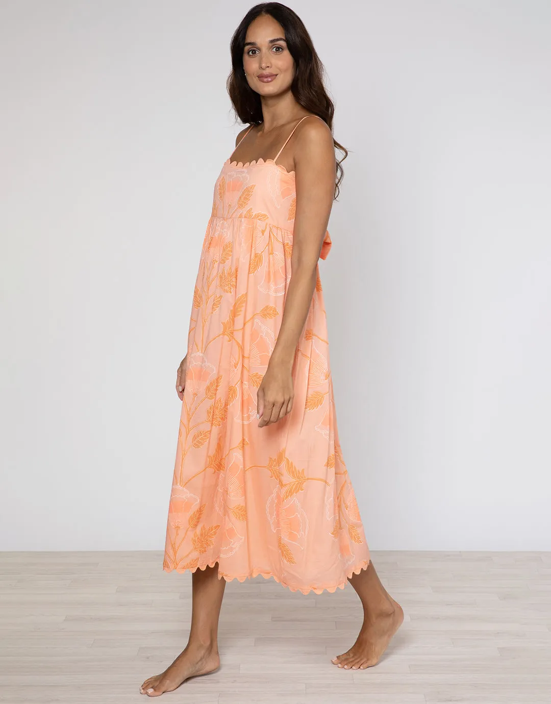 Bellflower Tie Back Midi Dress - Peach