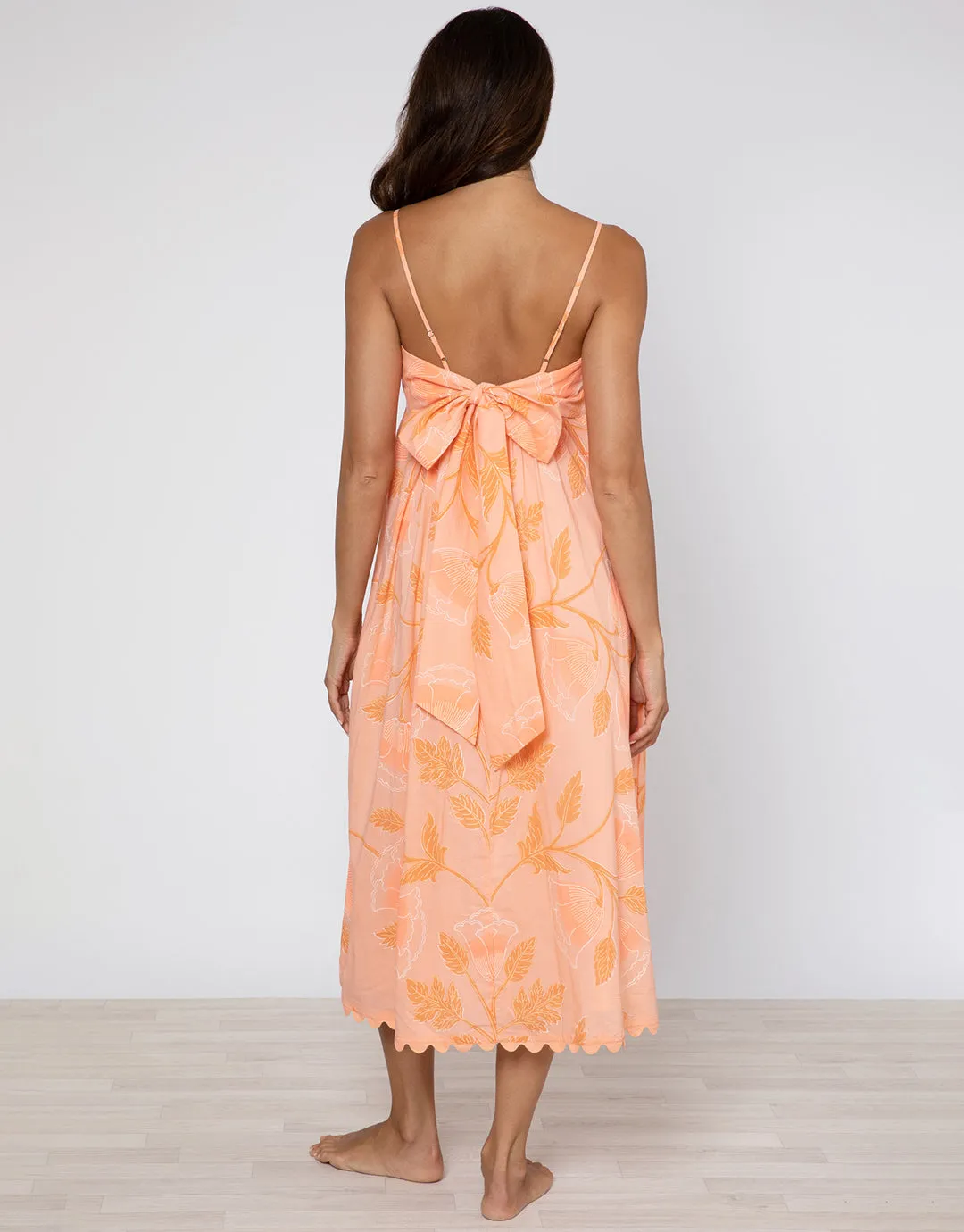 Bellflower Tie Back Midi Dress - Peach