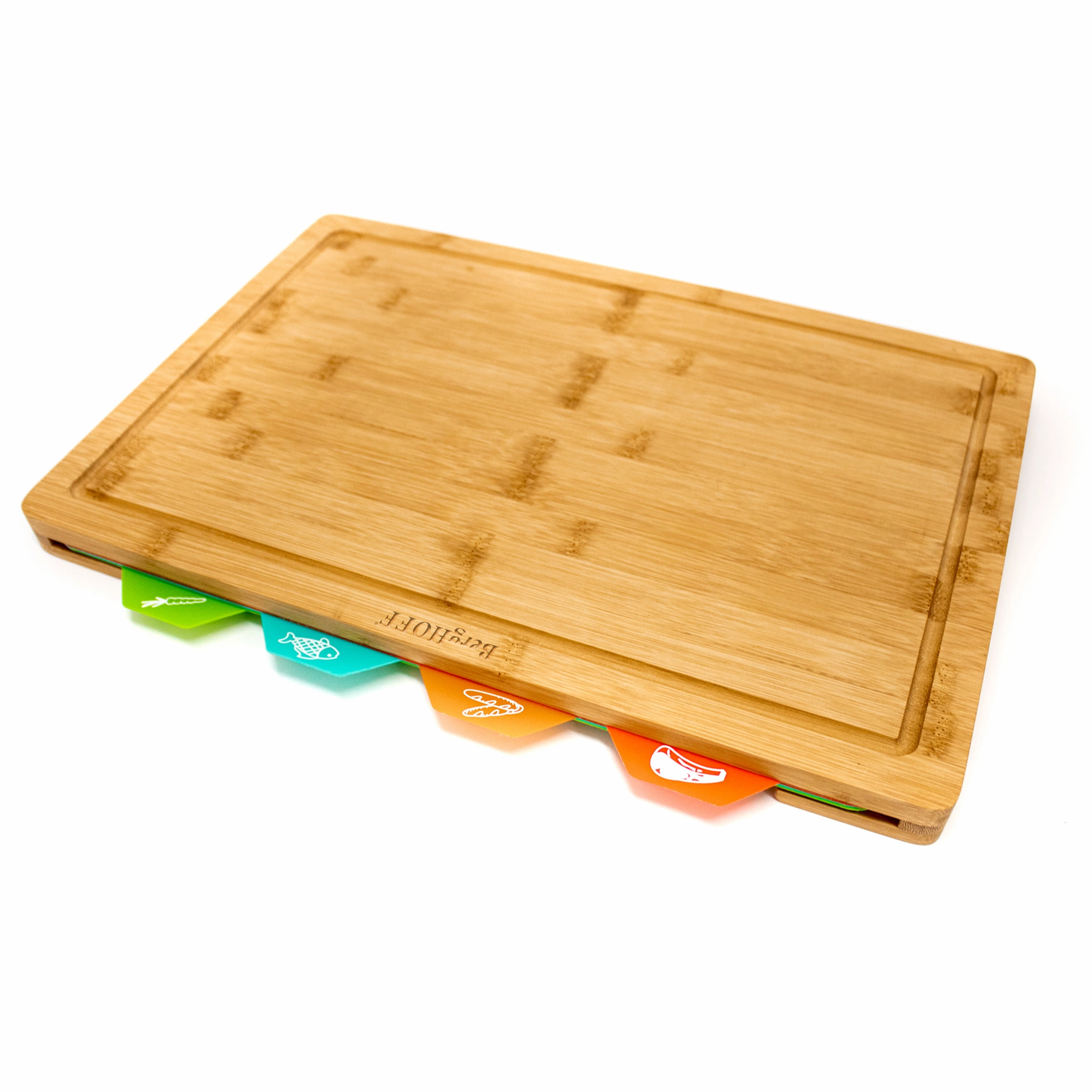 BergHOFF Aaron Probyn 5Pc Cheese Knife and Bamboo Board Set, Multicolored Inserts