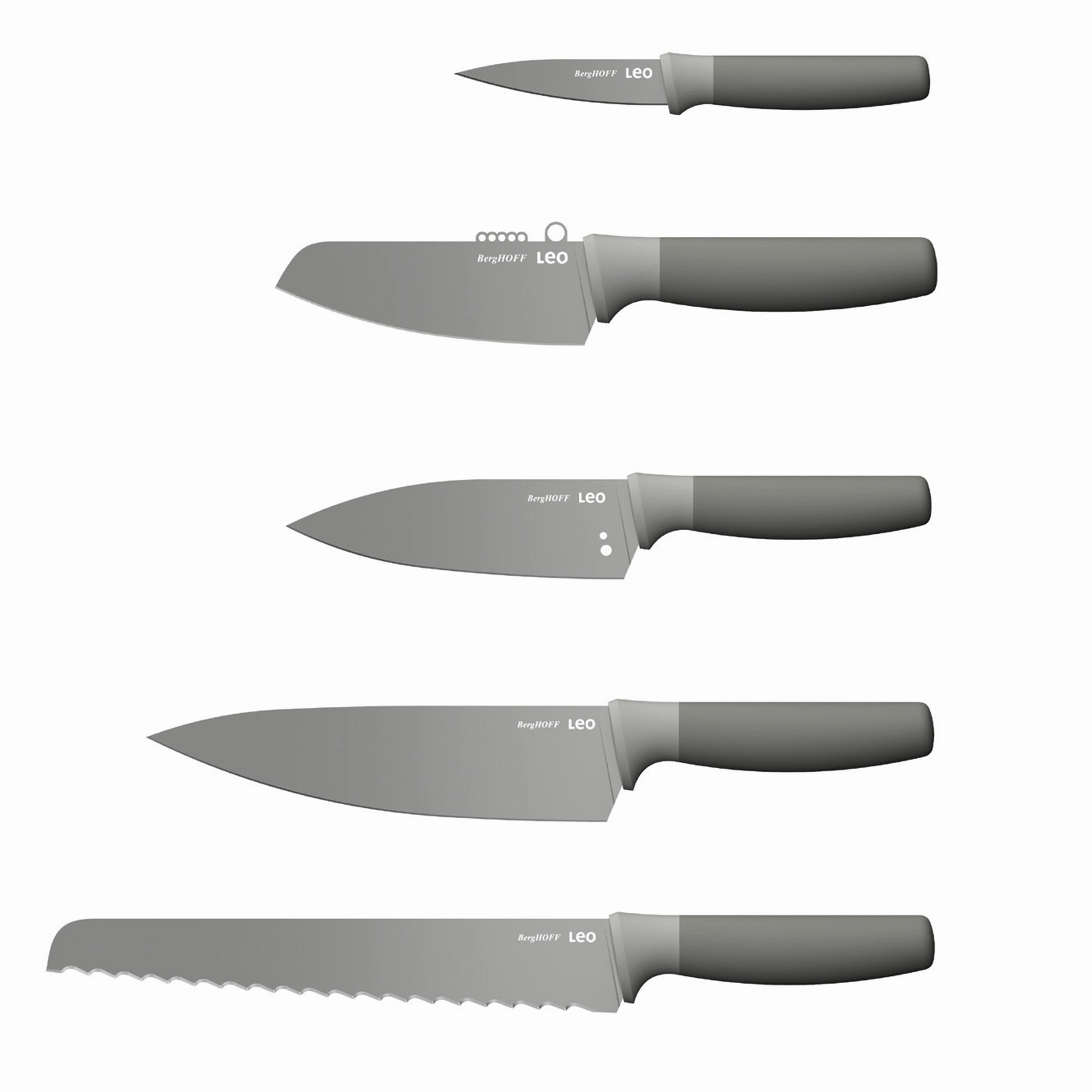 BergHOFF Balance Nonstick Stainless Steel 6Pc Knife Block Set, Recycled Material, Green
