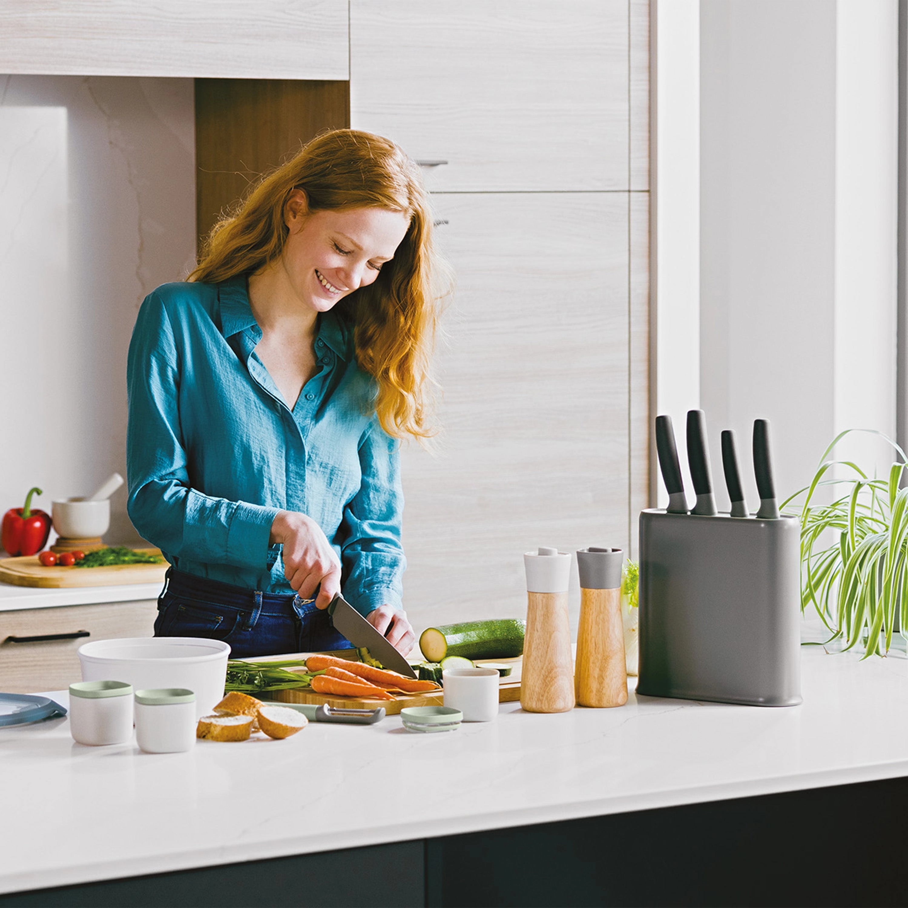 BergHOFF Balance Nonstick Stainless Steel 6Pc Knife Block Set, Recycled Material, Green