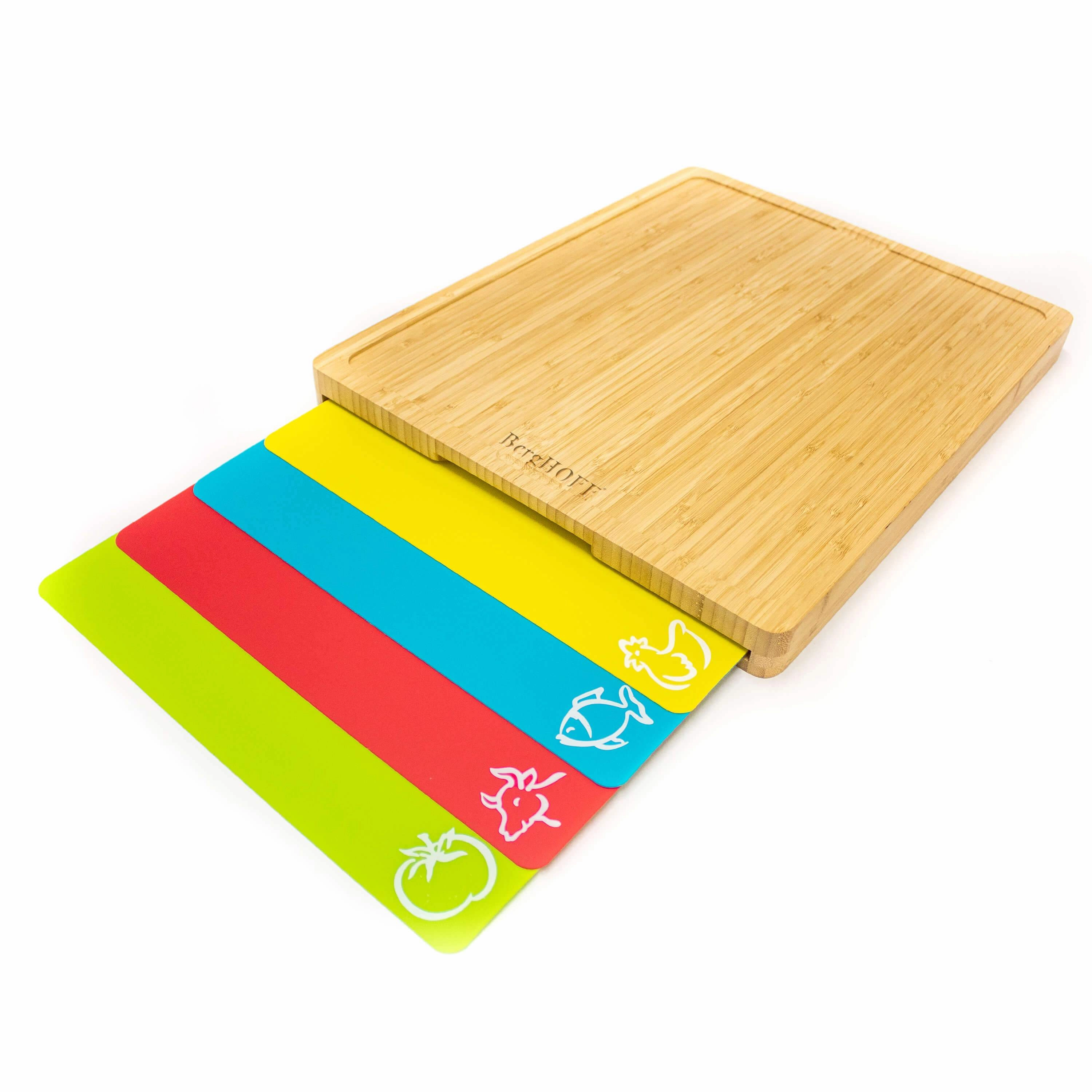 BergHOFF Bamboo Cutting Board with 4pc Flexible Boards, 16.5" x 13.4"