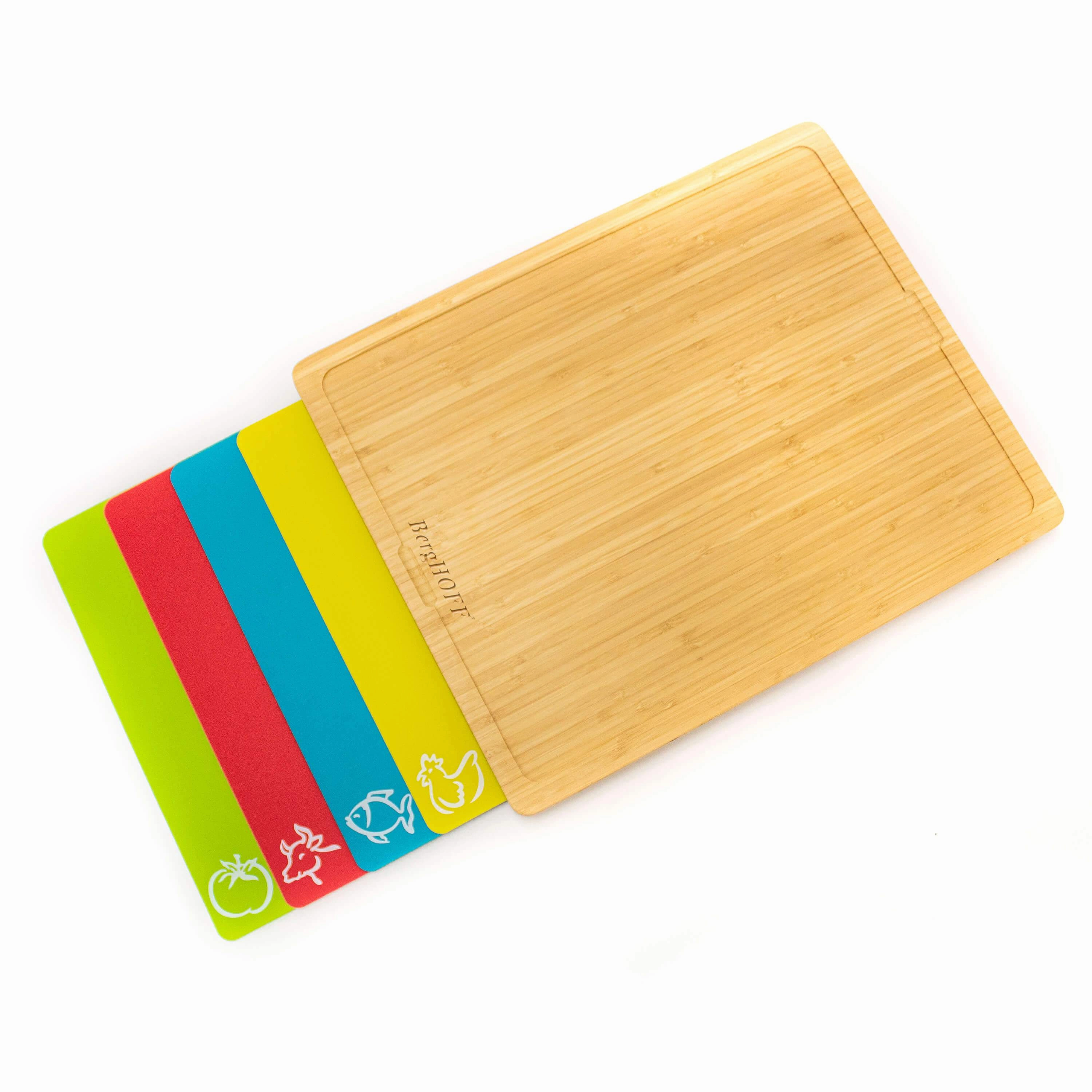 BergHOFF Bamboo Cutting Board with 4pc Flexible Boards, 16.5" x 13.4"