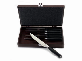 BergHOFF Bistro 7pc Steak Knives with Wood Storage Case Food Storage,Kitchen Storage