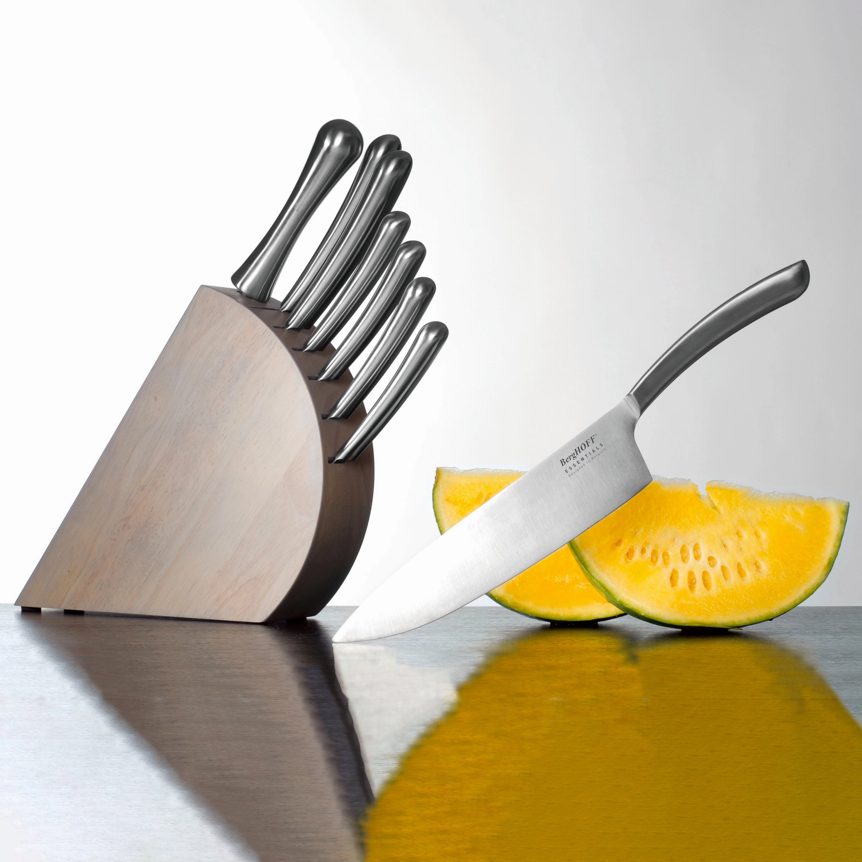 BergHOFF Concavo 8pc Stainless Steel Knife Set with Block