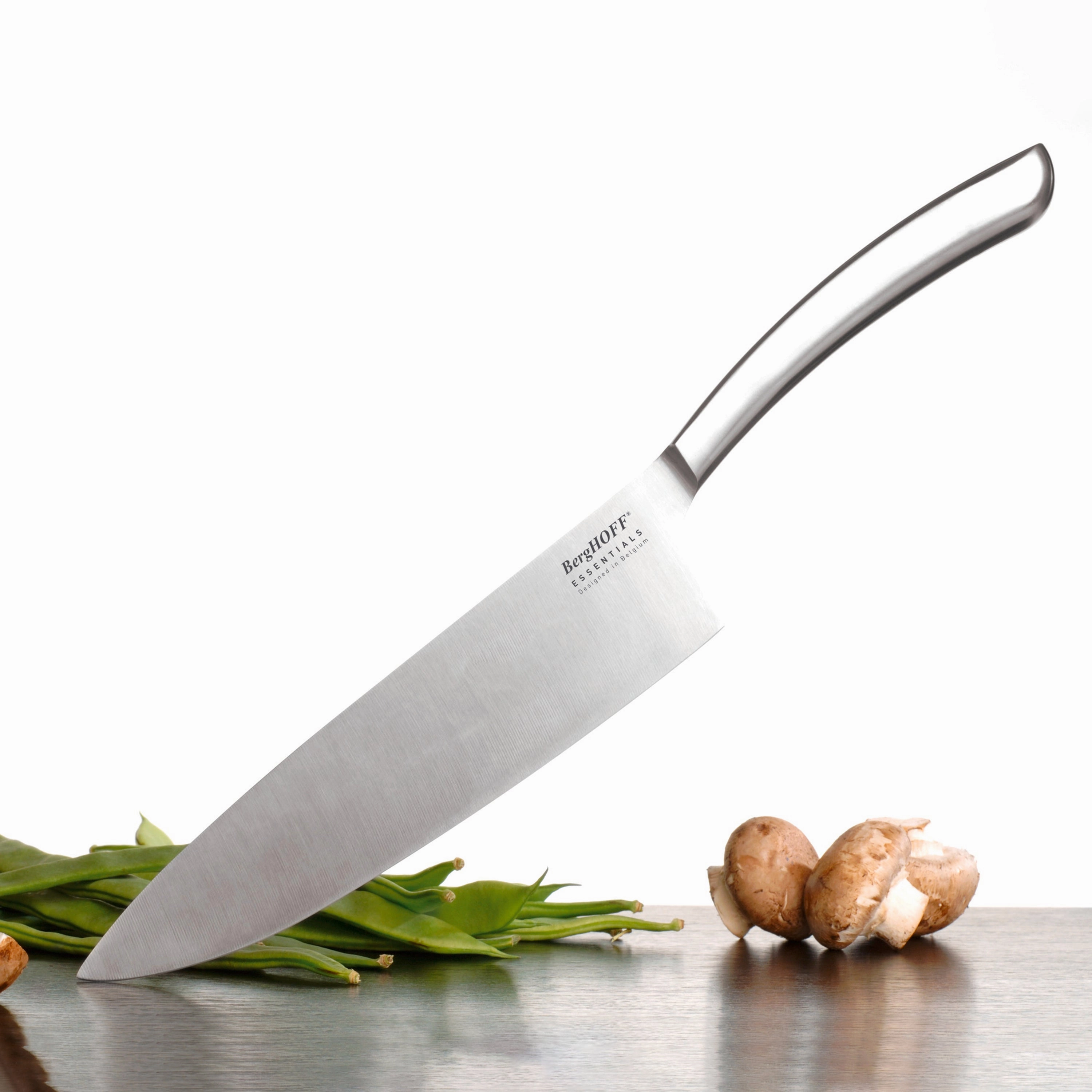BergHOFF Concavo 9Pc Cutlery Set, Wood Block, Sharpener, Hand-sharp Blade