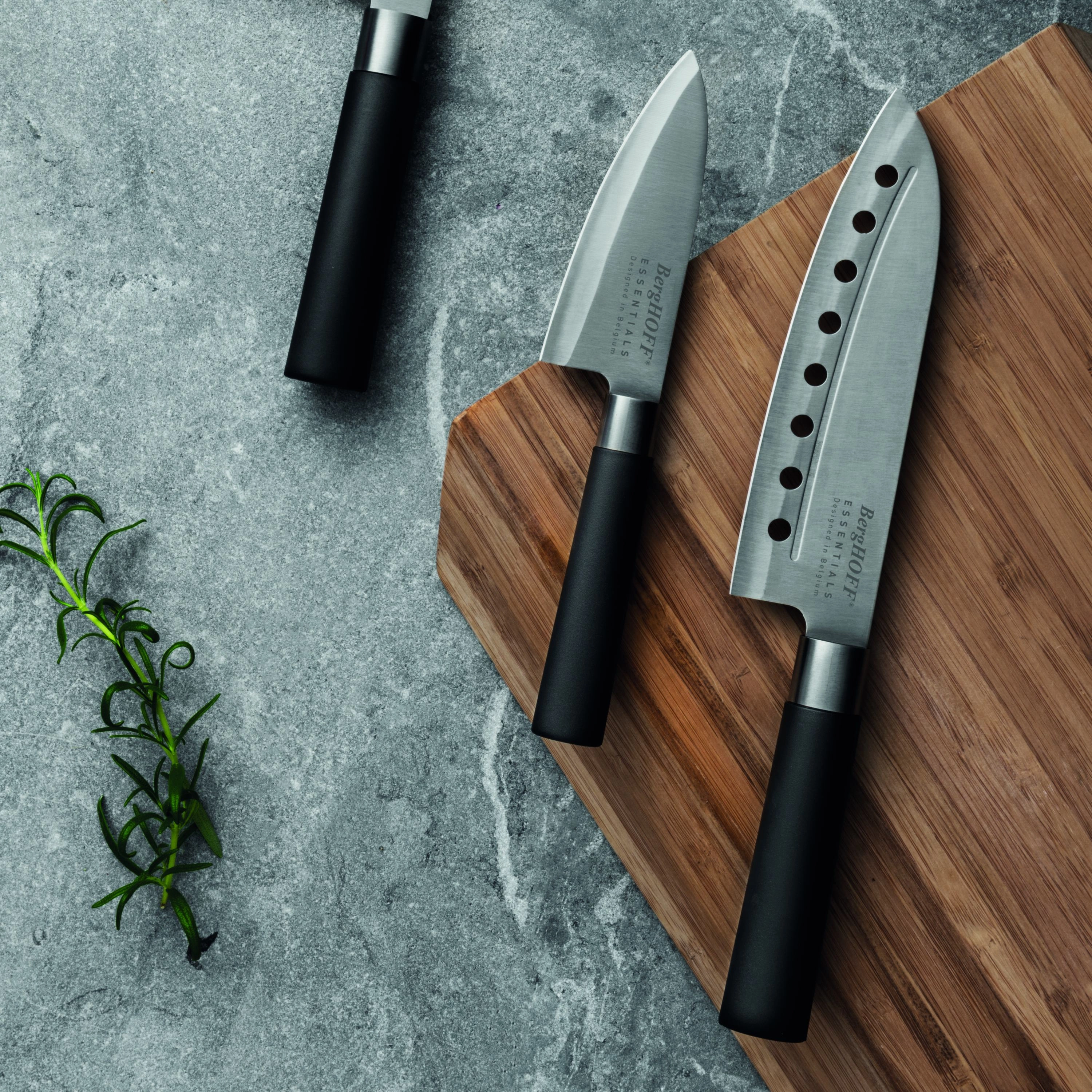 BergHOFF DiNA Codon Stainless Steel Santoku Knife with Holes, 5"