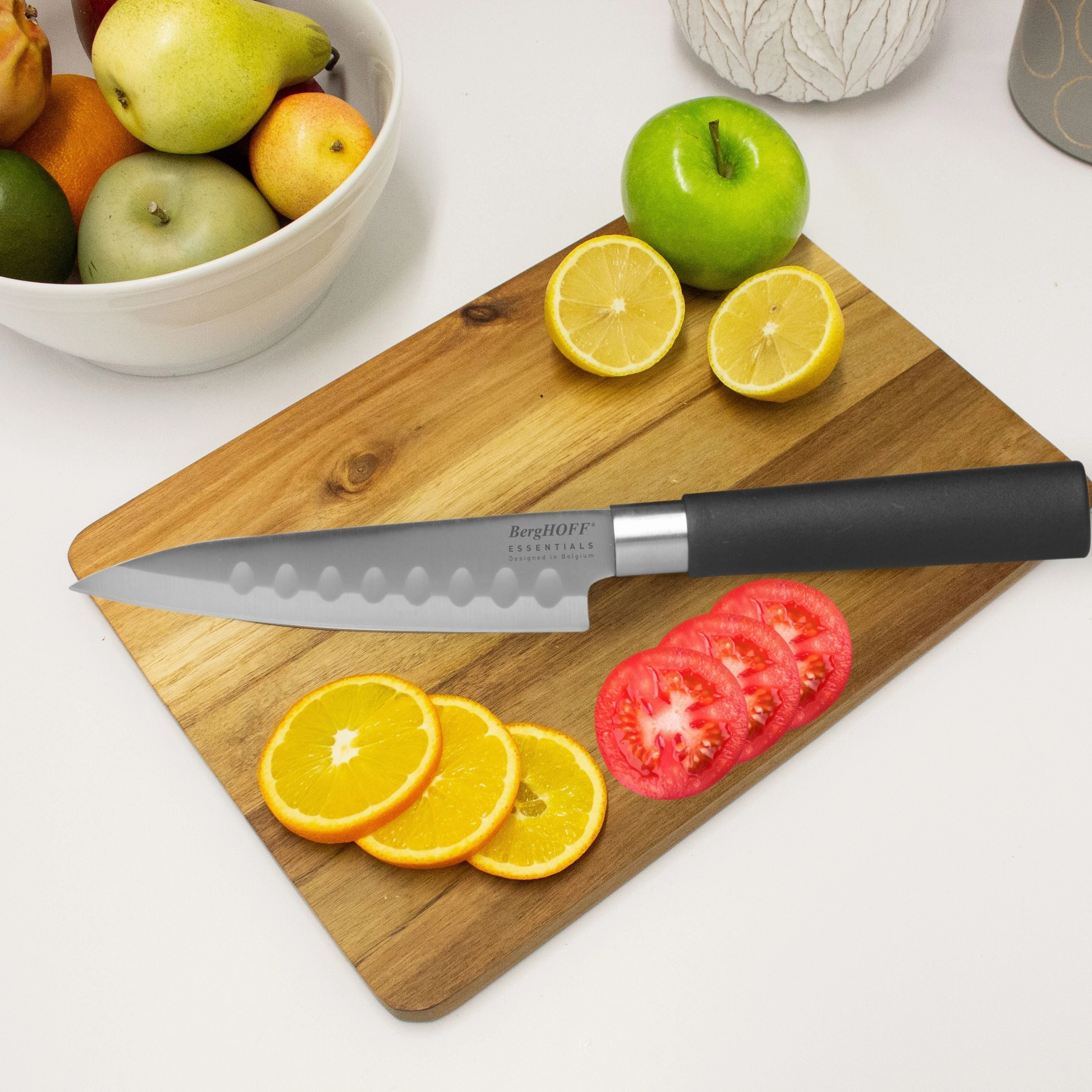 BergHOFF DiNA Codon Stainless Steel Scalloped Santoku Knife, 5"