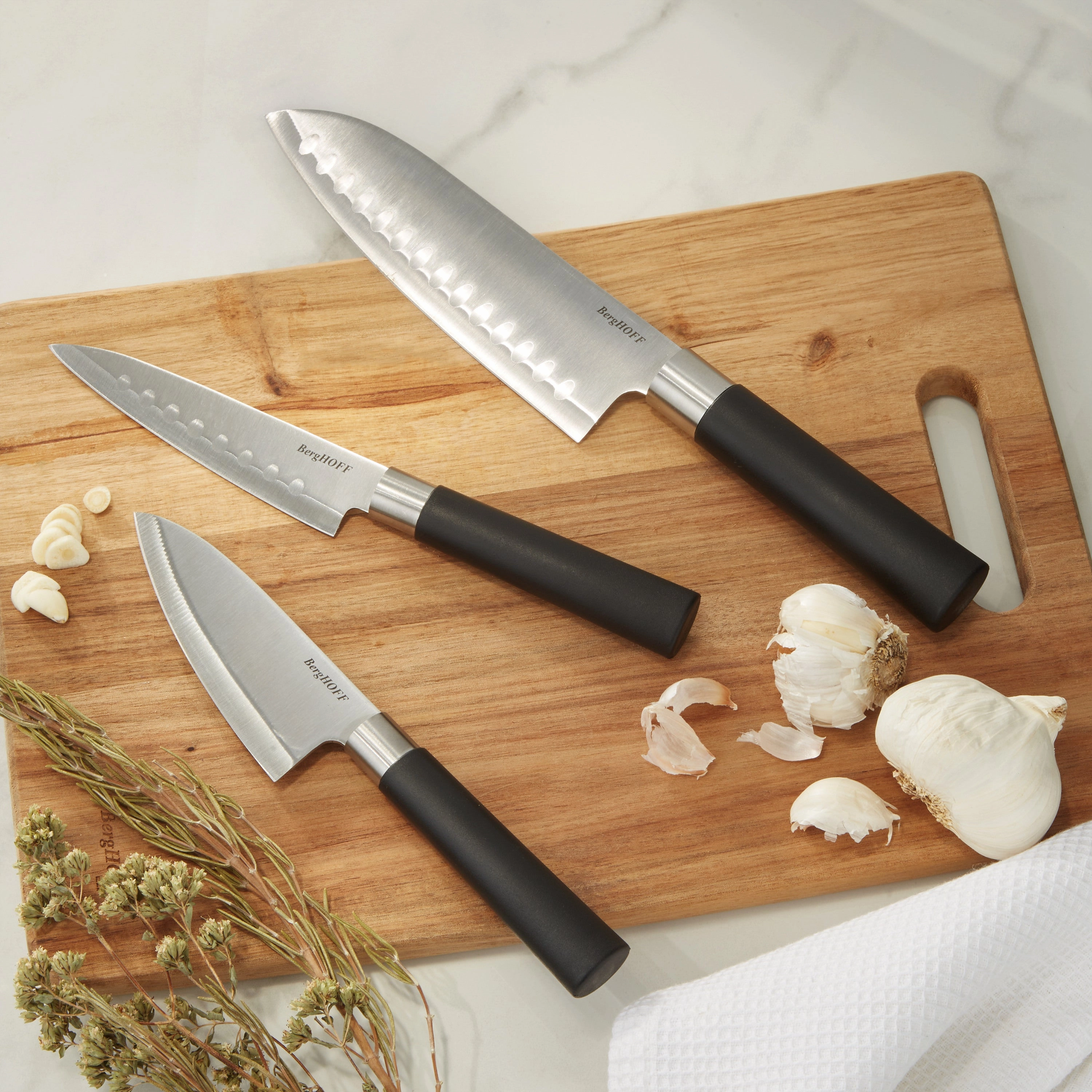 BergHOFF DiNA Codon Stainless Steel Scalloped Santoku Knife, 5"