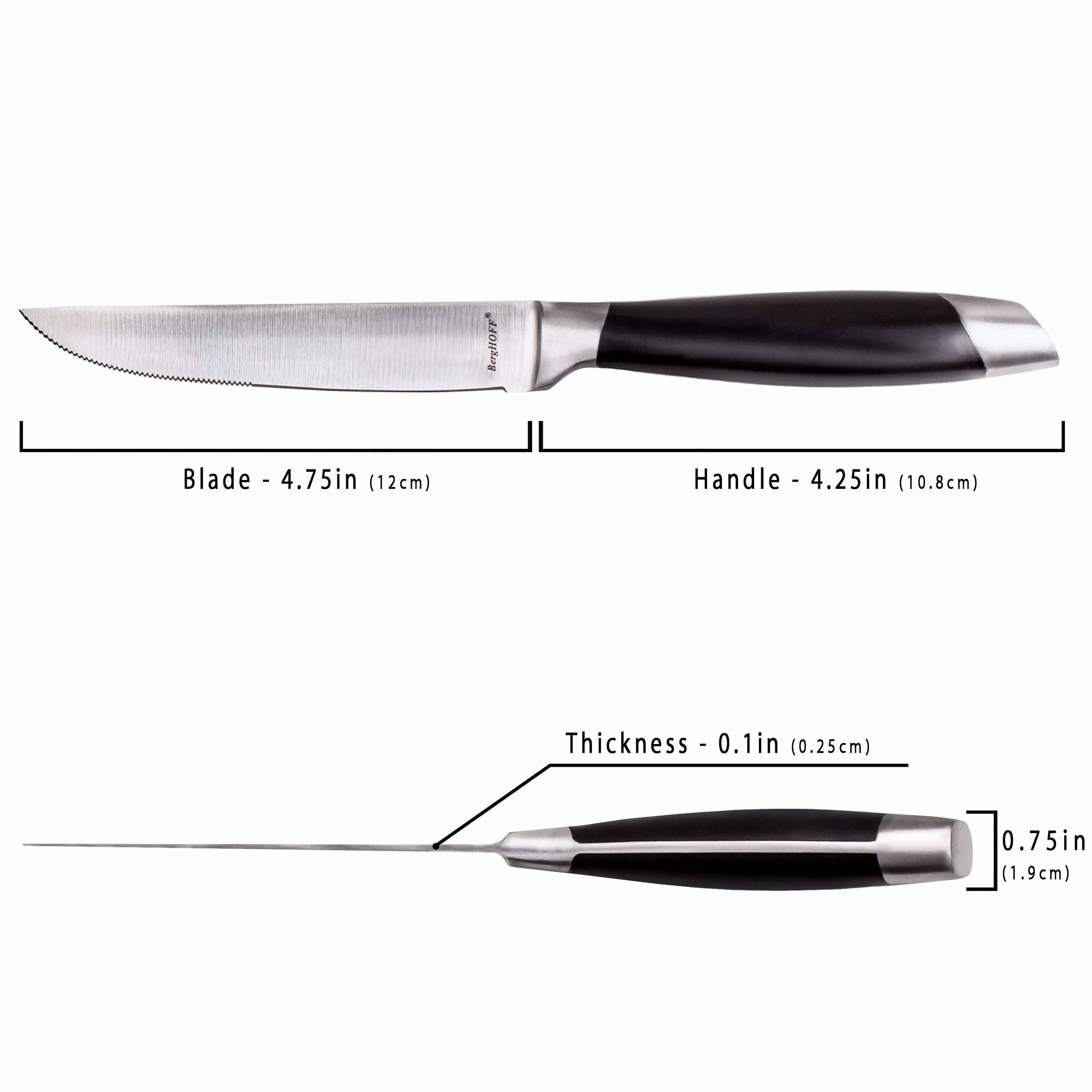 BergHOFF Essentials Geminis 4.75" Stainless Steel Steak Knife, Set of 6