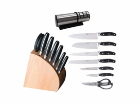 BergHOFF Forged 9pc Stainless Steel Knife Block Set with Sharpener Food Storage,Kitchen Storage
