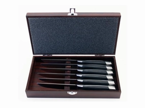 BergHOFF Geminis 7pc Stainless Steel Steak Knives with Wood Case, 4.75" Food Storage,Kitchen Storage