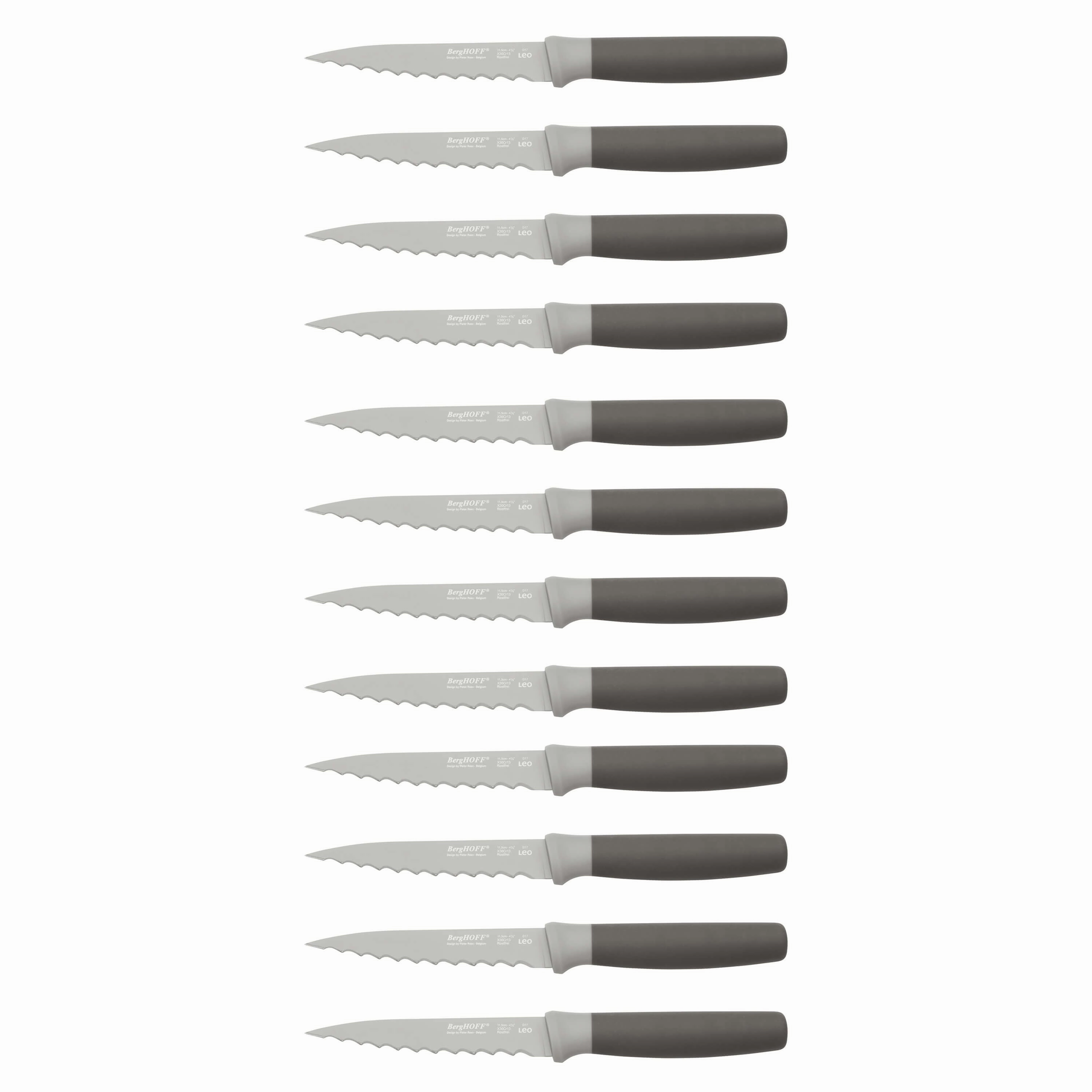 BergHOFF Leo 12pc Stainless Steel Serrated Steak Knives 4.5" Food Storage,Kitchen Storage