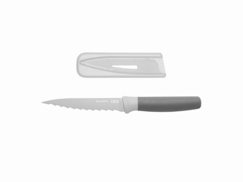 BergHOFF Leo 4.5" Stainless Steel Serrated Utility Knife, Gray