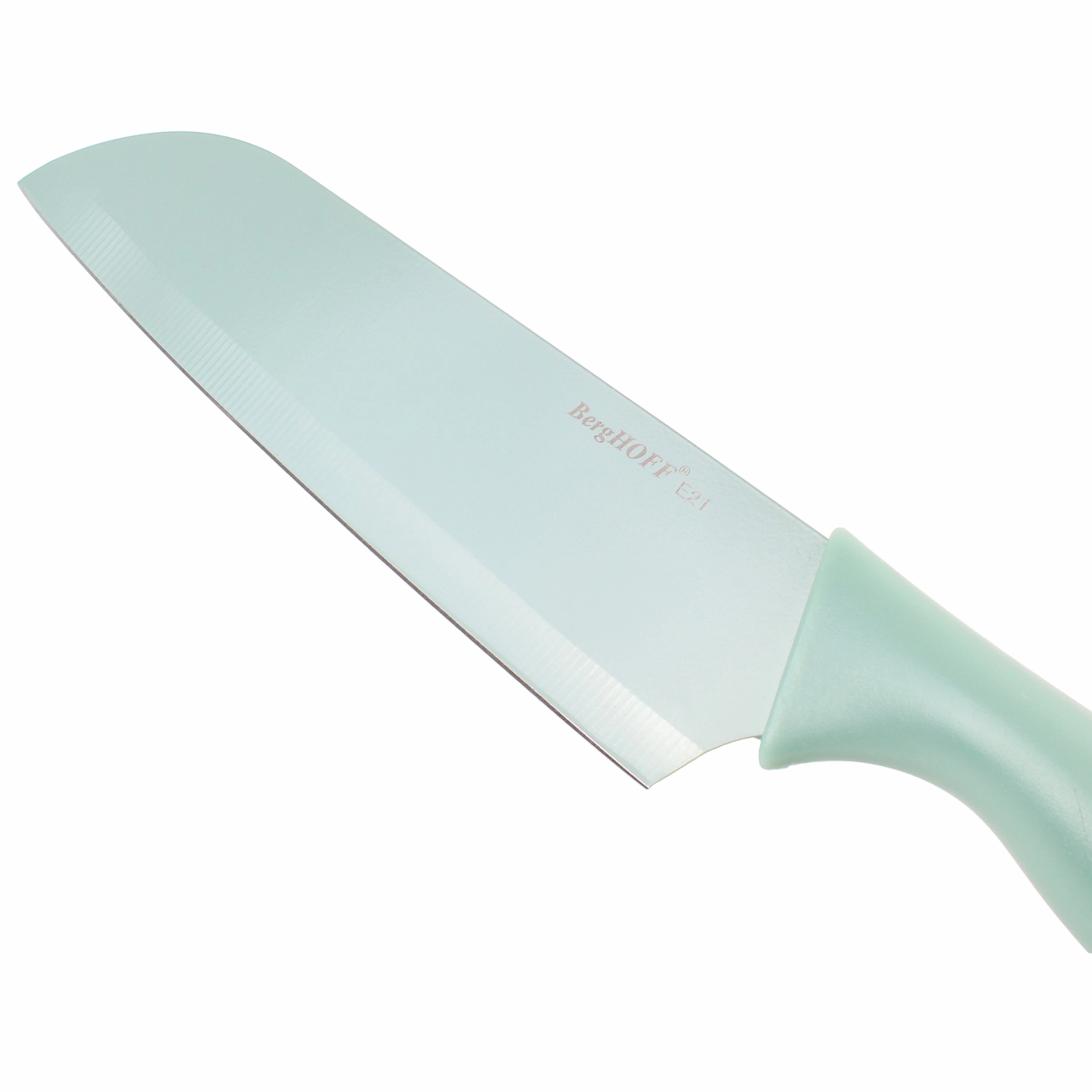 BergHOFF Leo 8Pc Stainless Steel Kitchen Knife Set with Universal Knife Block, Mint