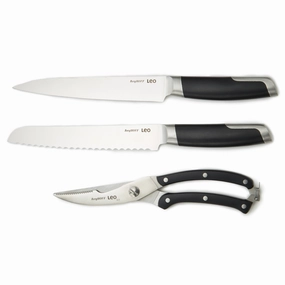 BergHOFF Leo Graphite 3Pc Stainless Steel Forged Cutlery Set, Black Food Storage,Kitchen Storage