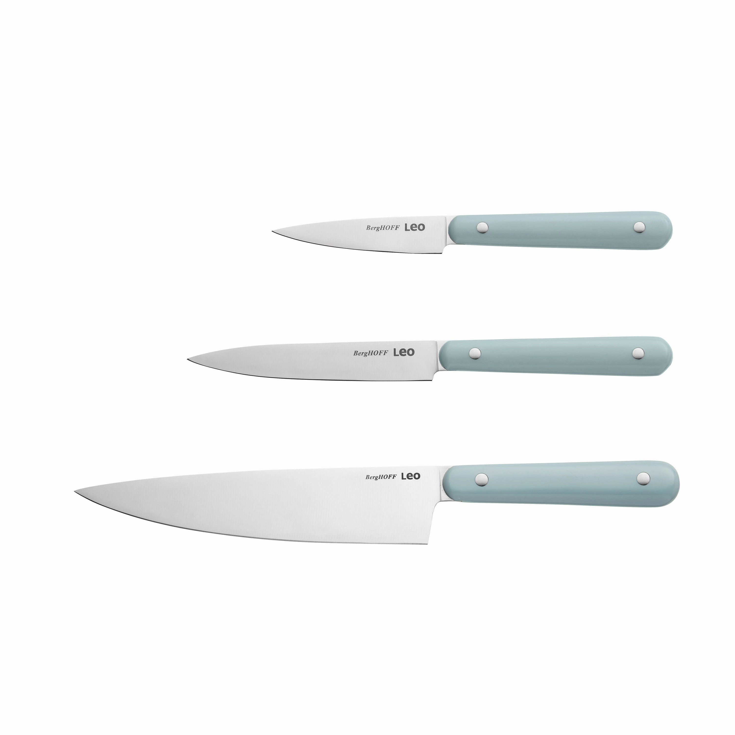 BergHOFF Leo Slate Stainless Steel 3Pc Starter Knife Set Food Storage,Kitchen Storage