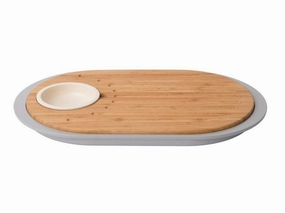 BergHOFF Leo Two-sided Tapas Cutting Board with Tray 15.25", Grey Food Storage,Kitchen Storage