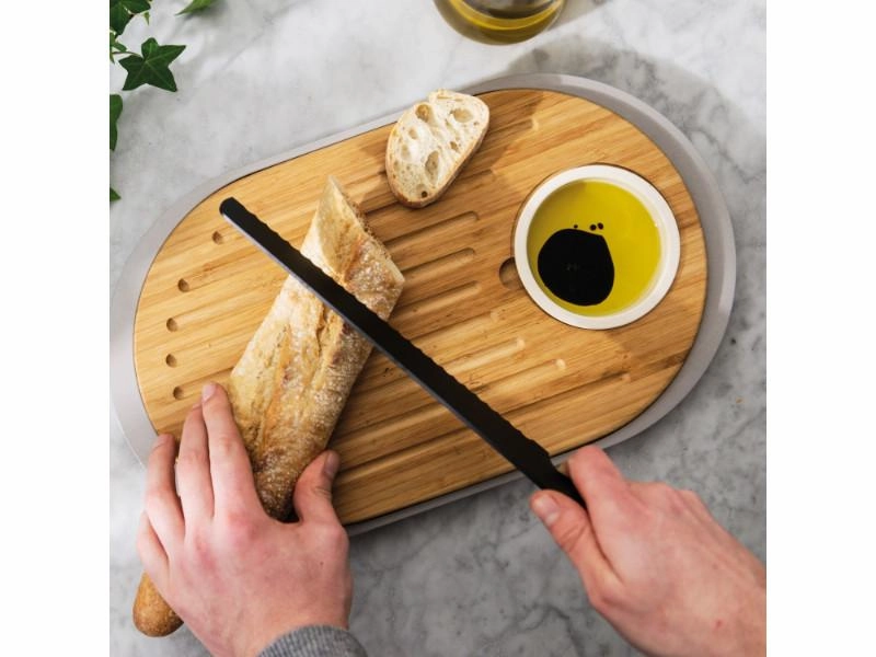 BergHOFF Leo Two-sided Tapas Cutting Board with Tray 15.25", Grey