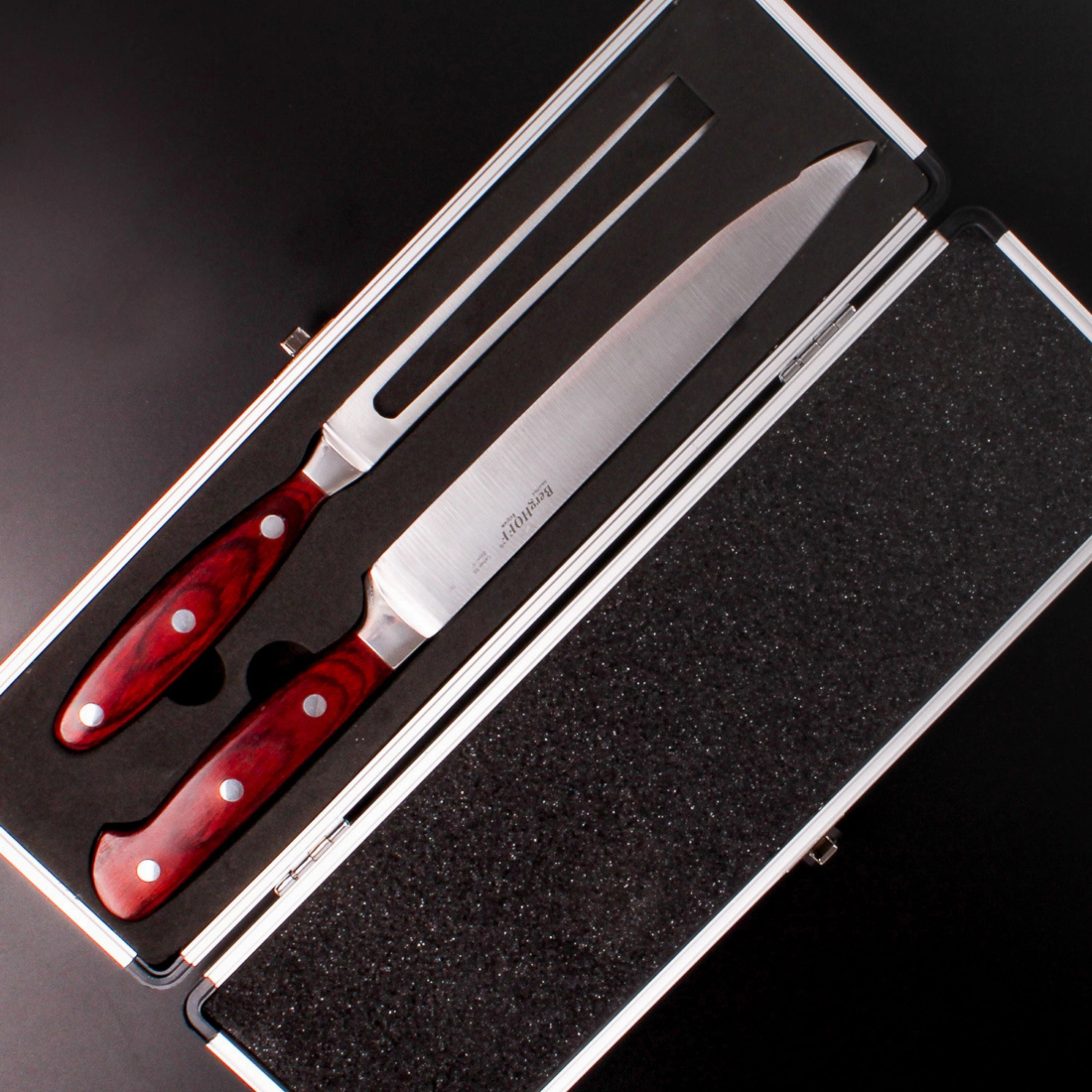 BergHOFF Pakka Wood 3Pc Stainless Steel Carving Set with Case
