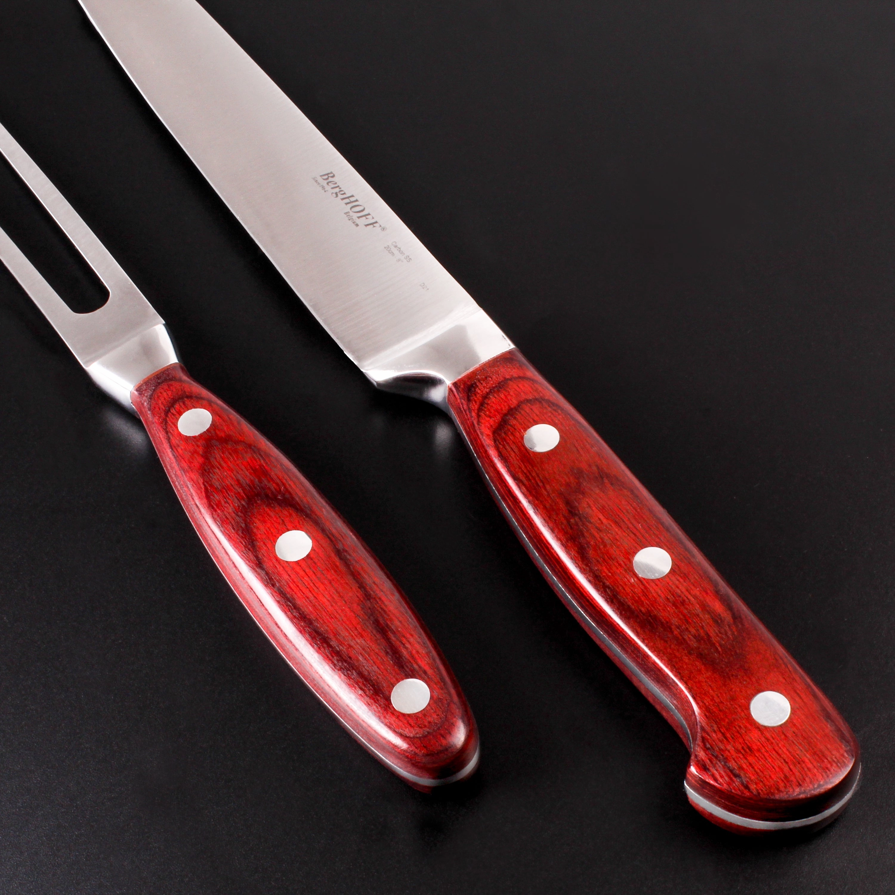 BergHOFF Pakka Wood 3Pc Stainless Steel Carving Set with Case