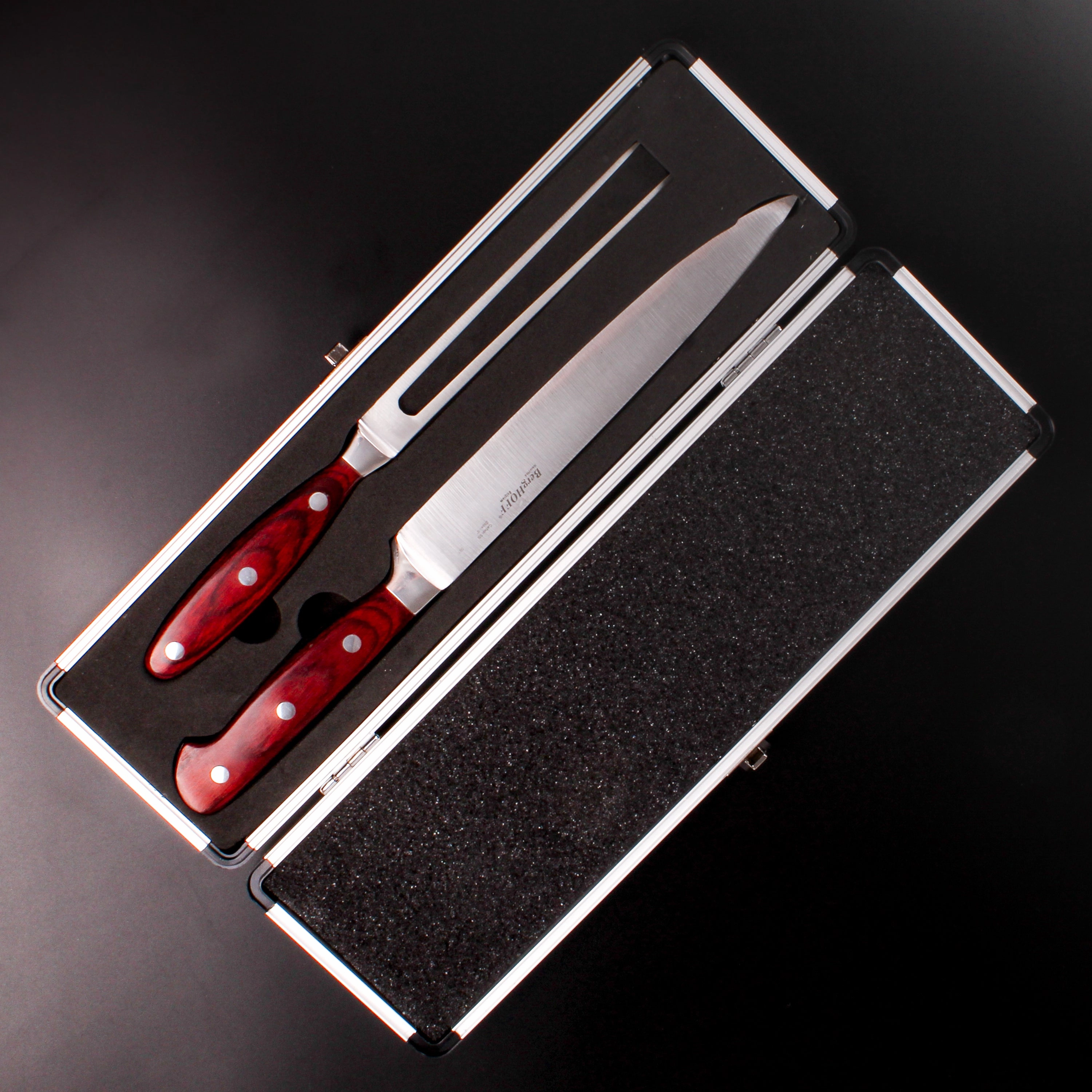 BergHOFF Pakka Wood 3Pc Stainless Steel Carving Set with Case