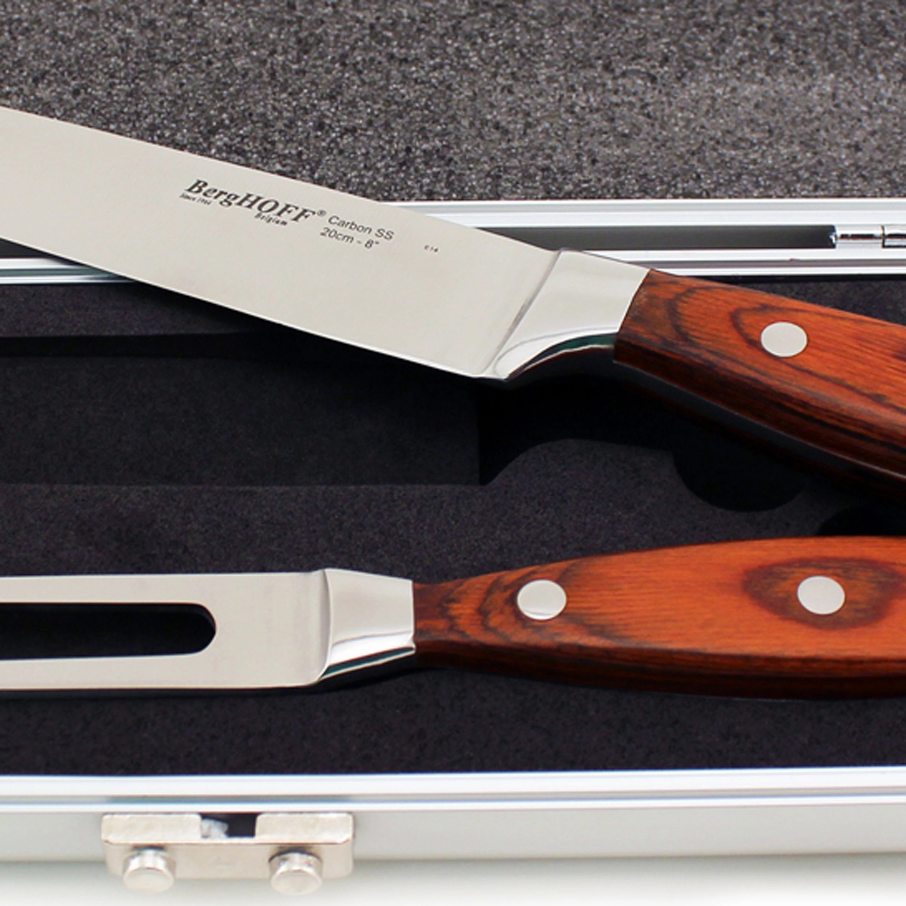 BergHOFF Pakka Wood 3Pc Stainless Steel Carving Set with Case